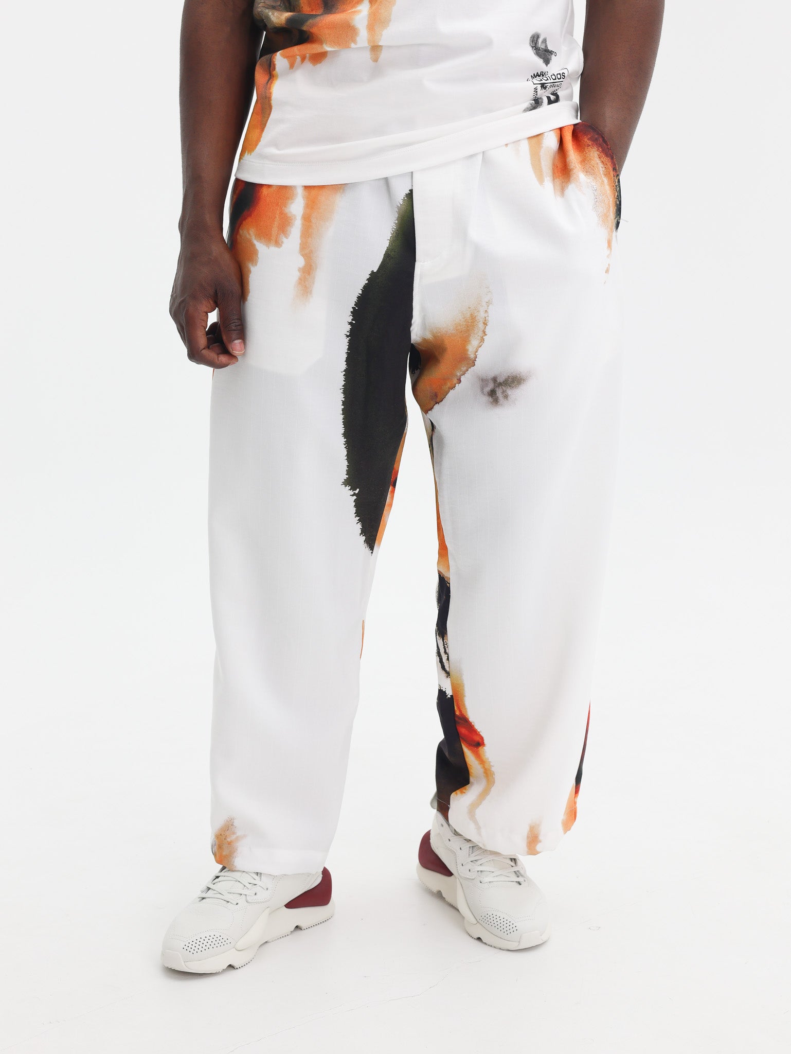 Y-3 Track Pants Allover Print Cream White
