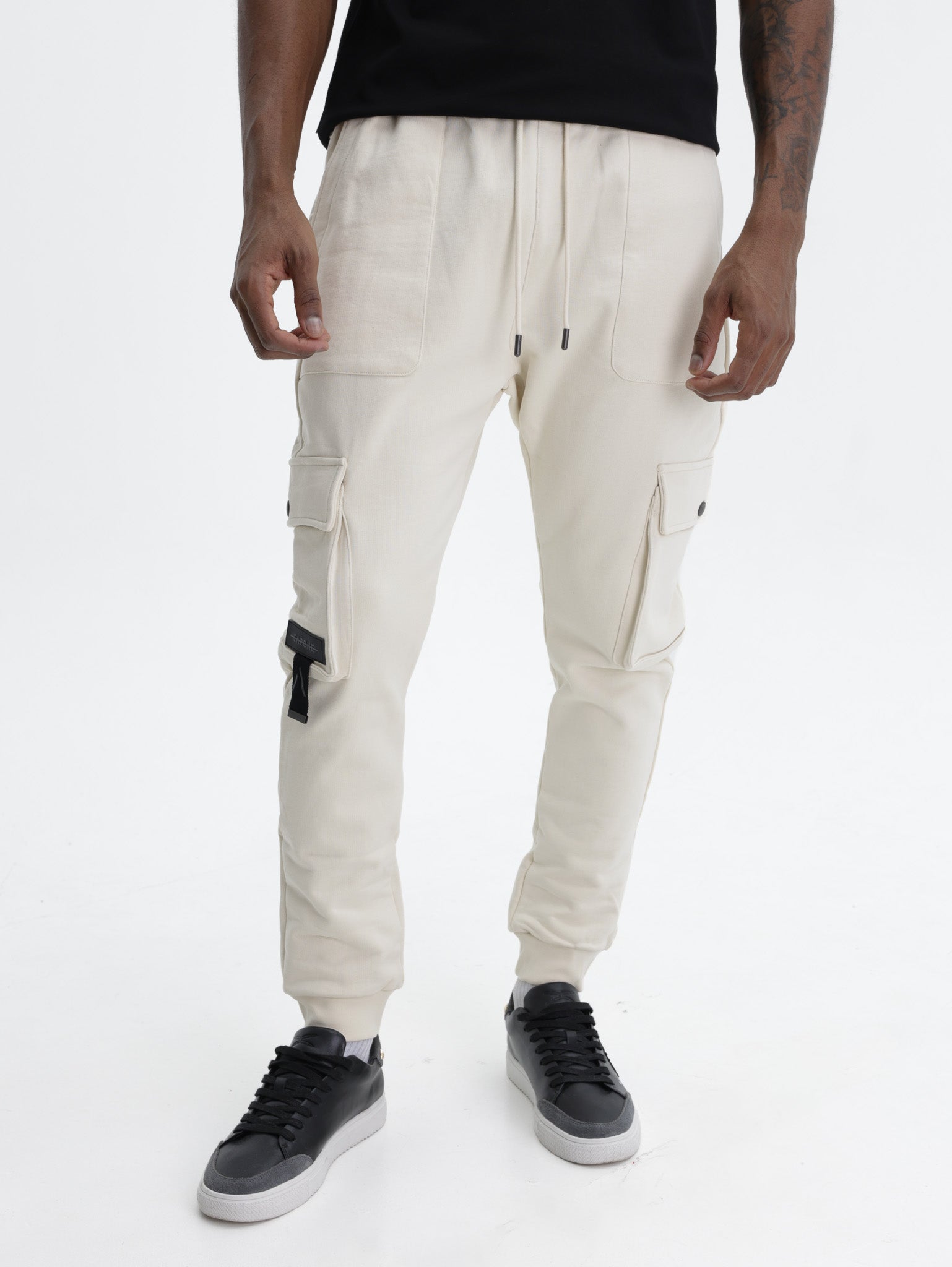 Capone Cargo Sweatpants Double Sided Pockets Beige