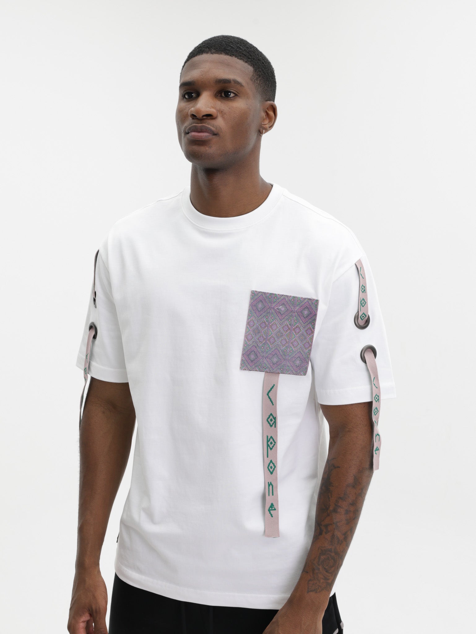 Capone T-Shirt Multi Printed Pocket White