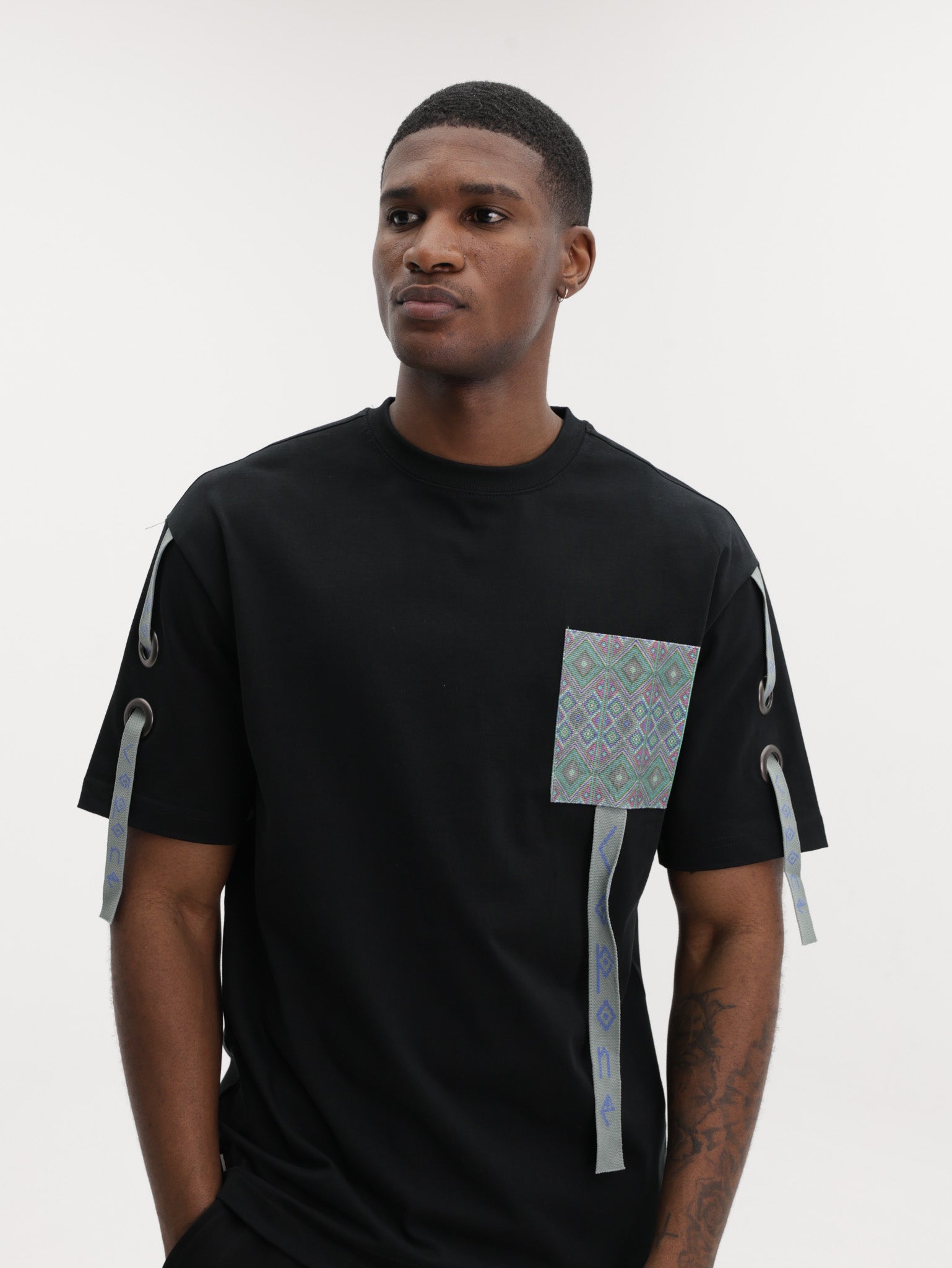 Capone T-Shirt Multi Printed Pocket Black