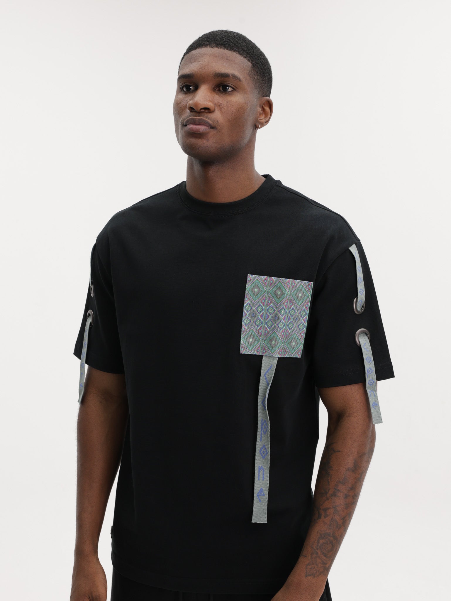 Capone T-Shirt Multi Printed Pocket Black