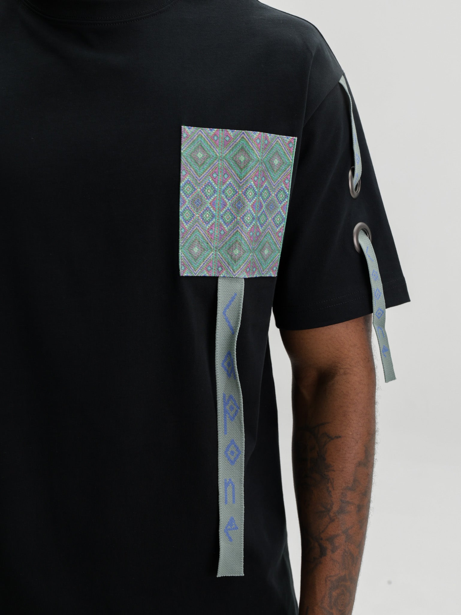 Capone T-Shirt Multi Printed Pocket Black