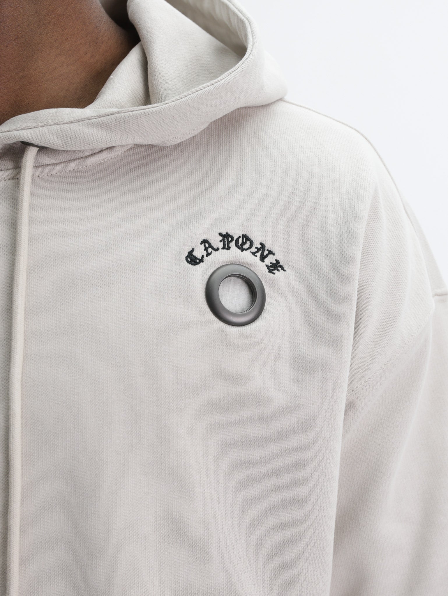 Capone Hoodie Metallic Rings  Beige