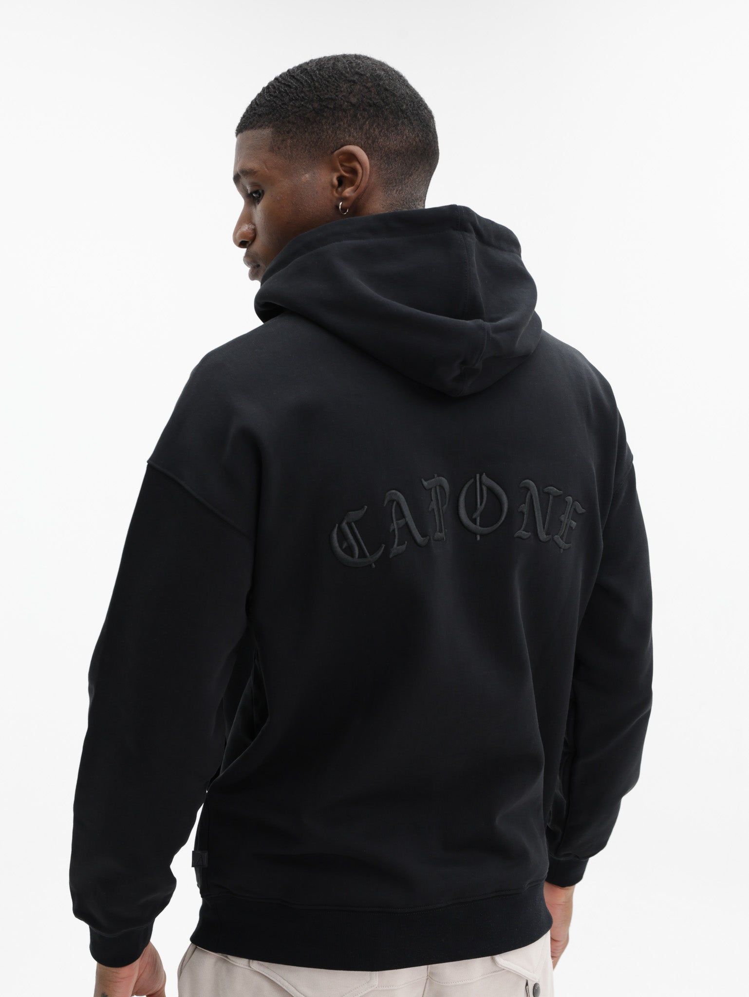 Capone Hoodie Metallic Rings  Black