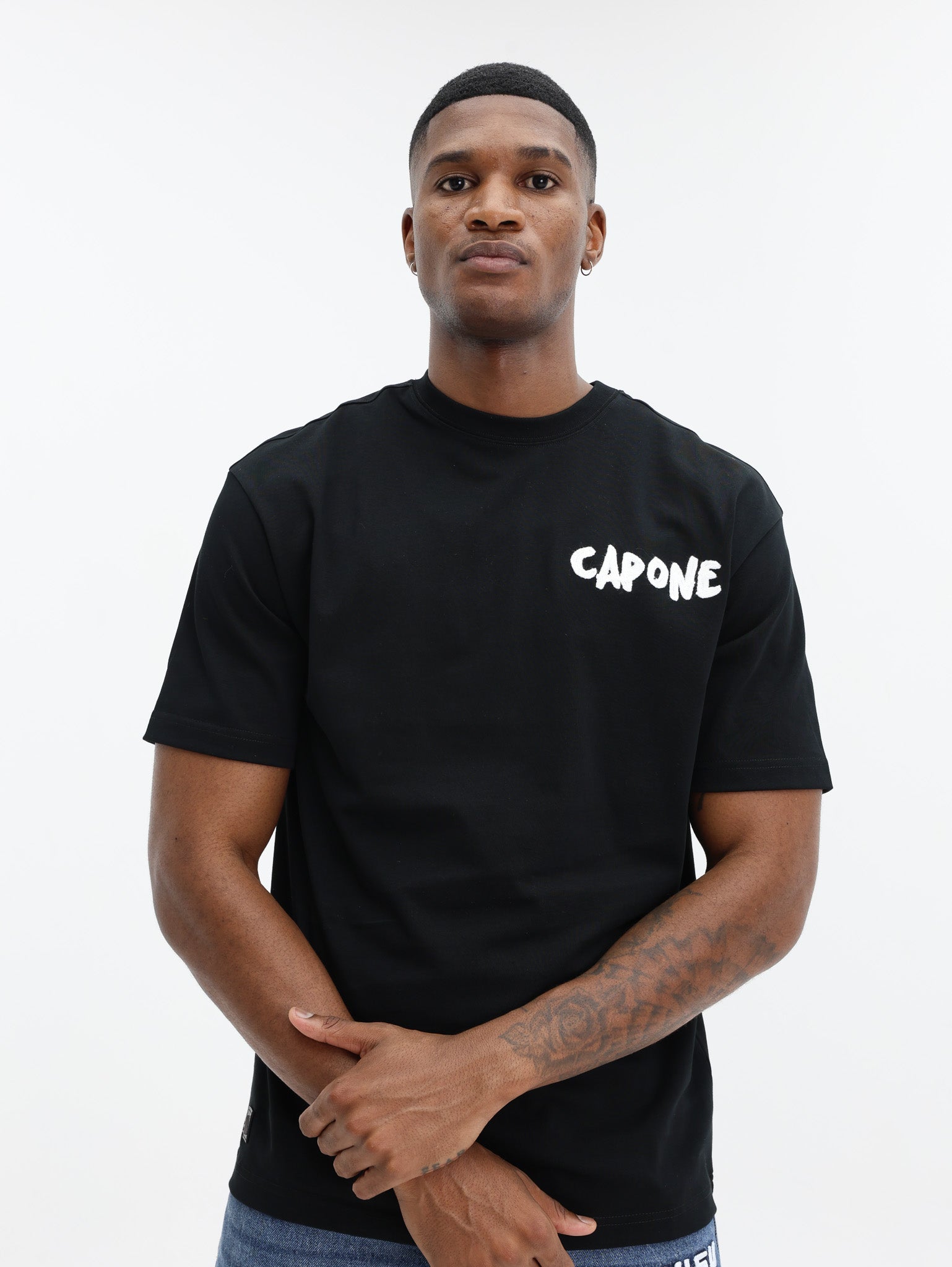 Capone T-Shirt Corner Logo Black-White