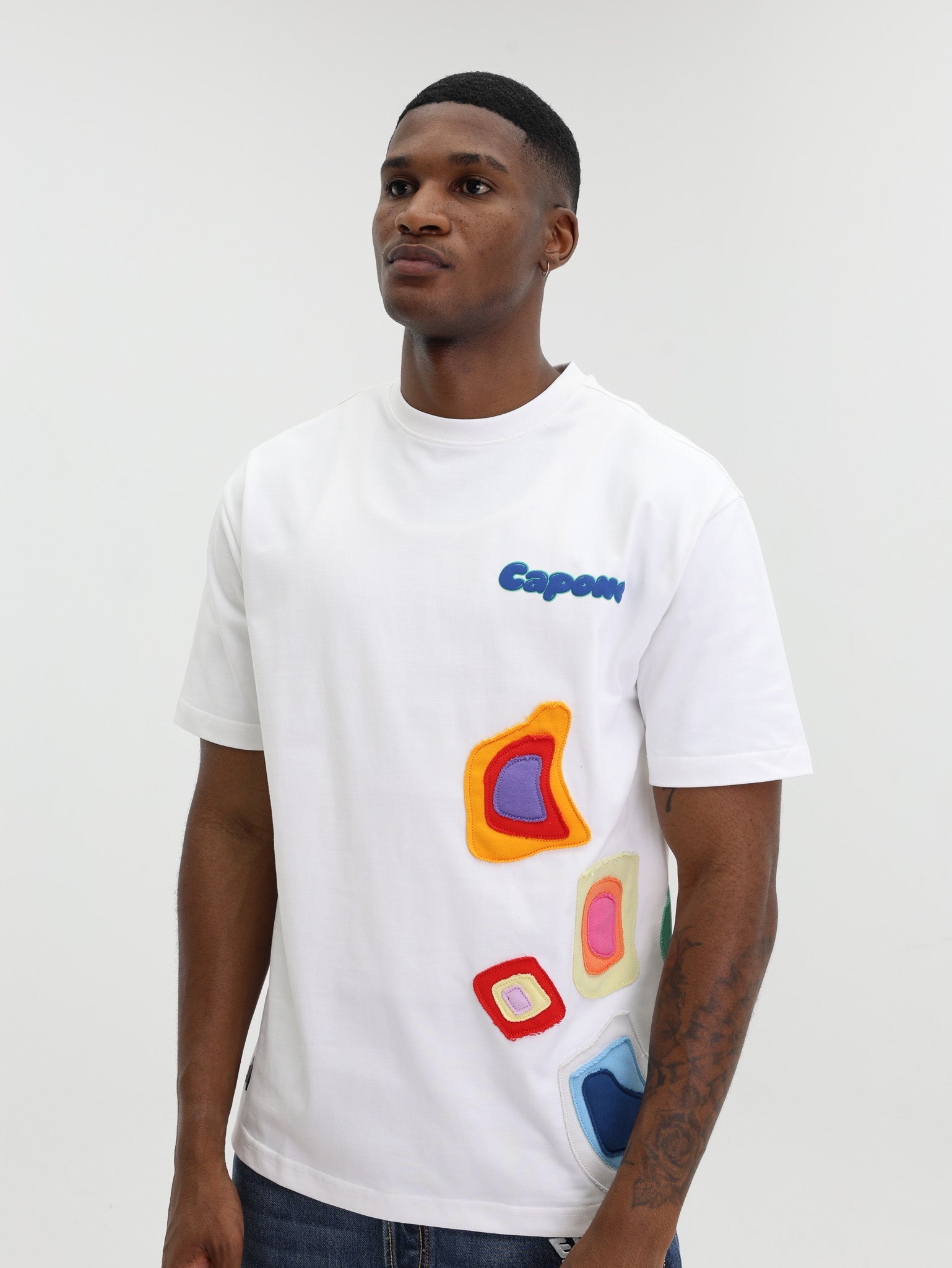 Capone T-Shirt Patches Logo White-Multi