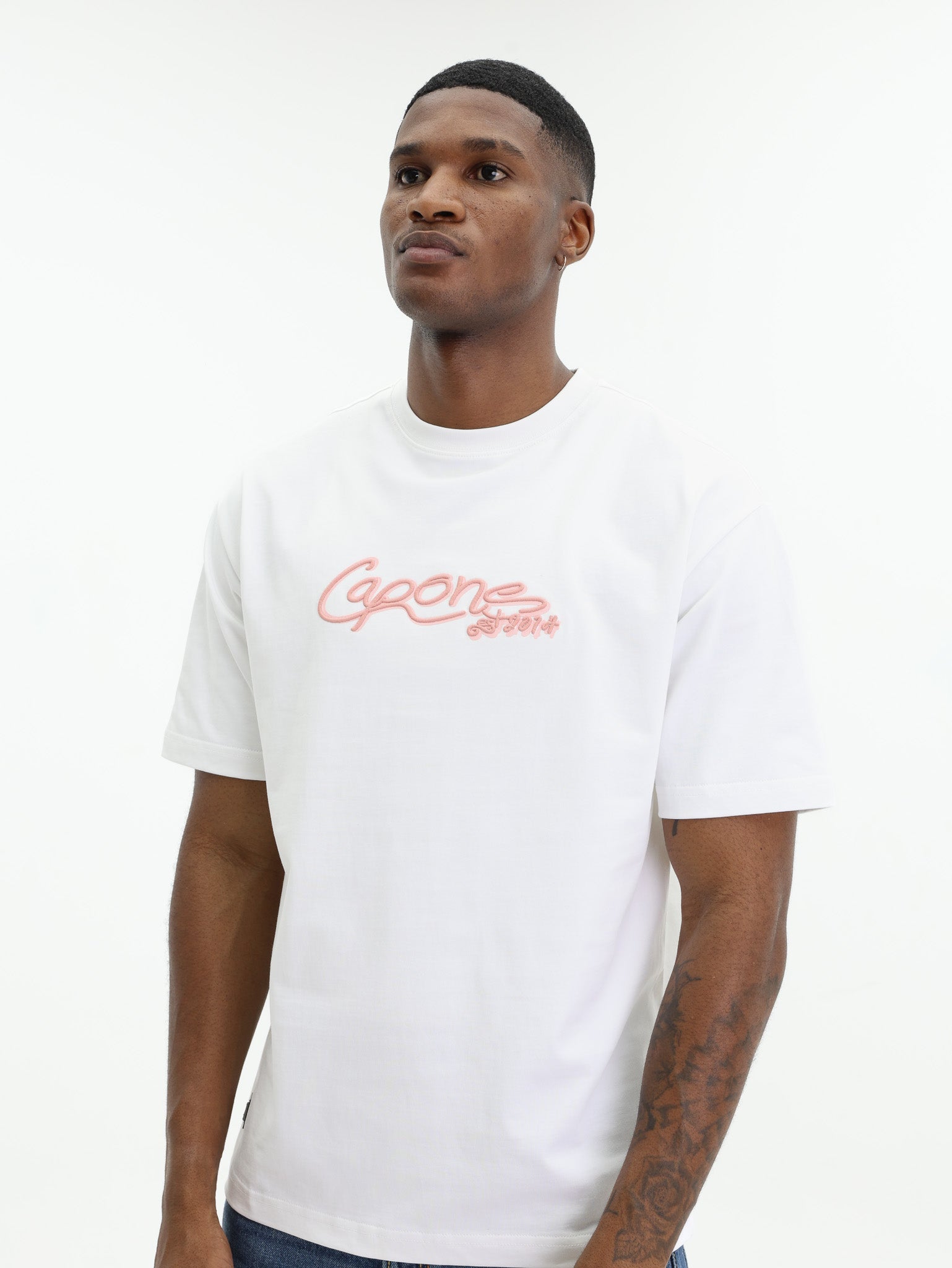 Capone T-Shirt Logo White-Pink