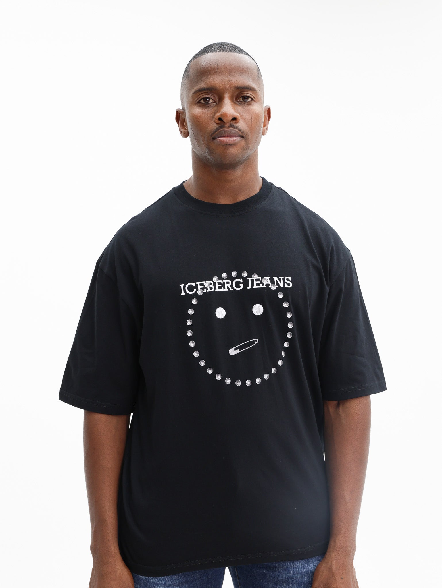 Iceberg T-Shirt Relaxed Fit Smile Print In Logoed Metal Black
