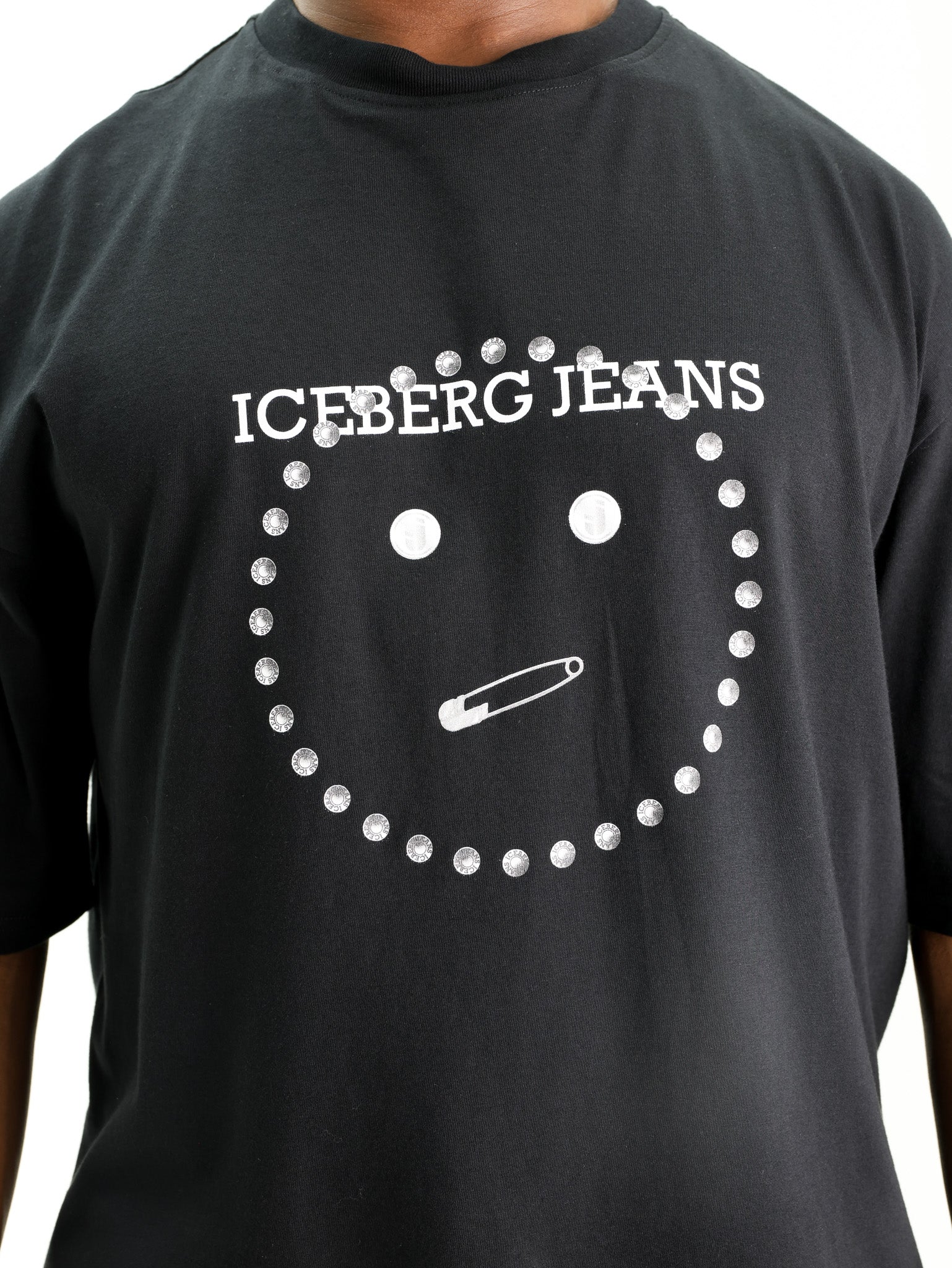 Iceberg T-Shirt Relaxed Fit Smile Print In Logoed Metal Black