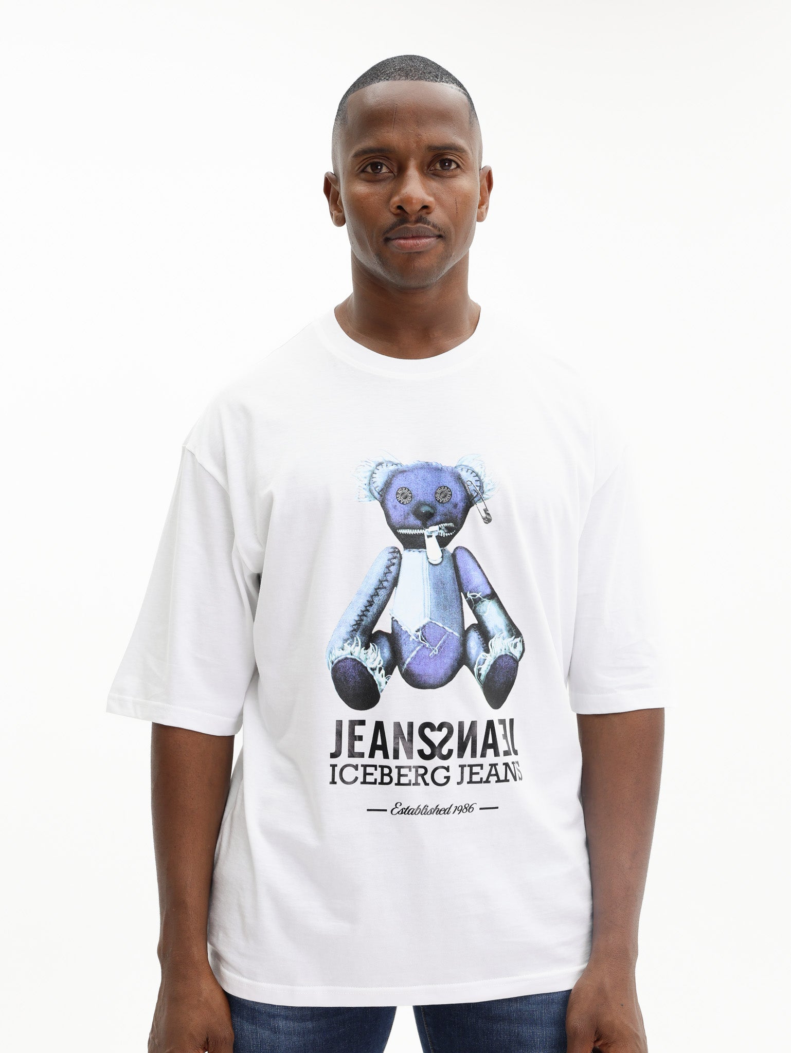 Iceberg T-Shirt Teddy Bear Print White