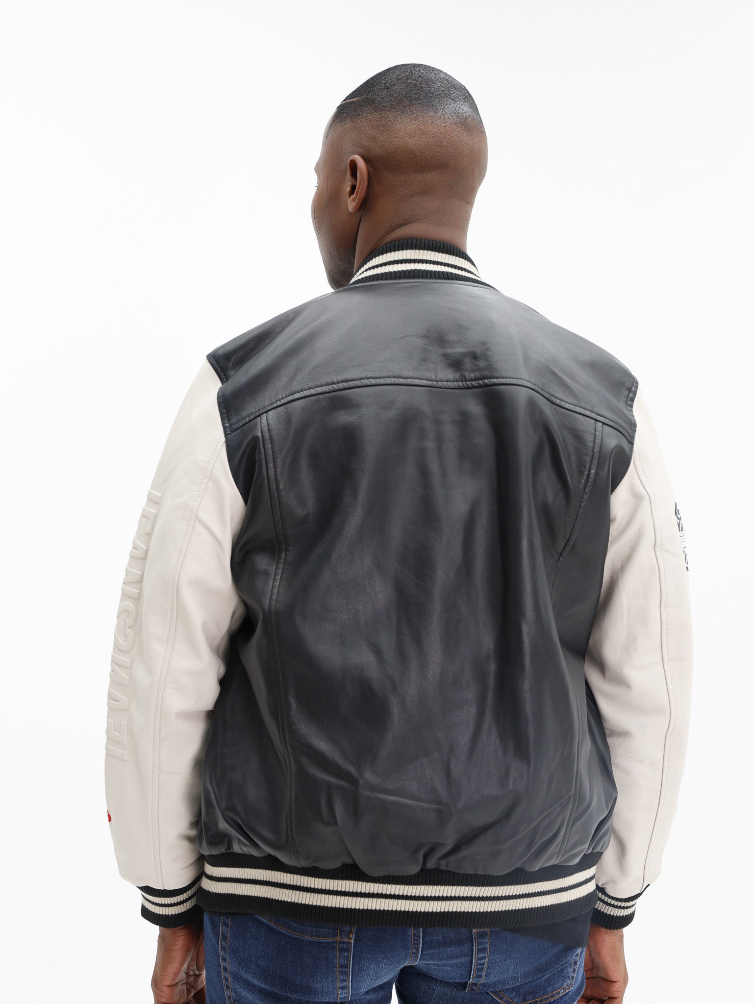 Iceberg Leather-Jacket Lambskin Varsity Black-White