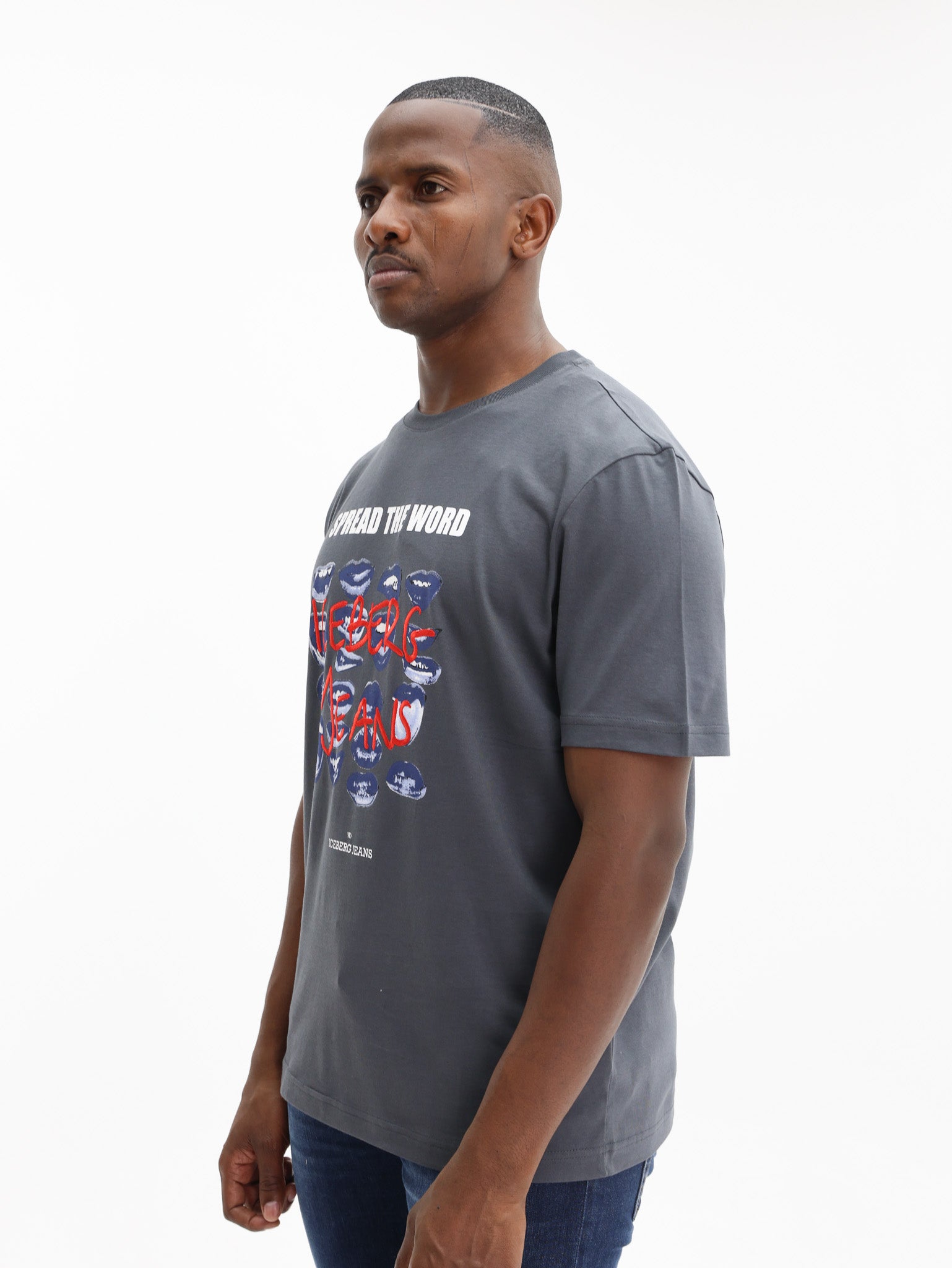 Iceberg T-Shirt Mouth Print Logo Grey