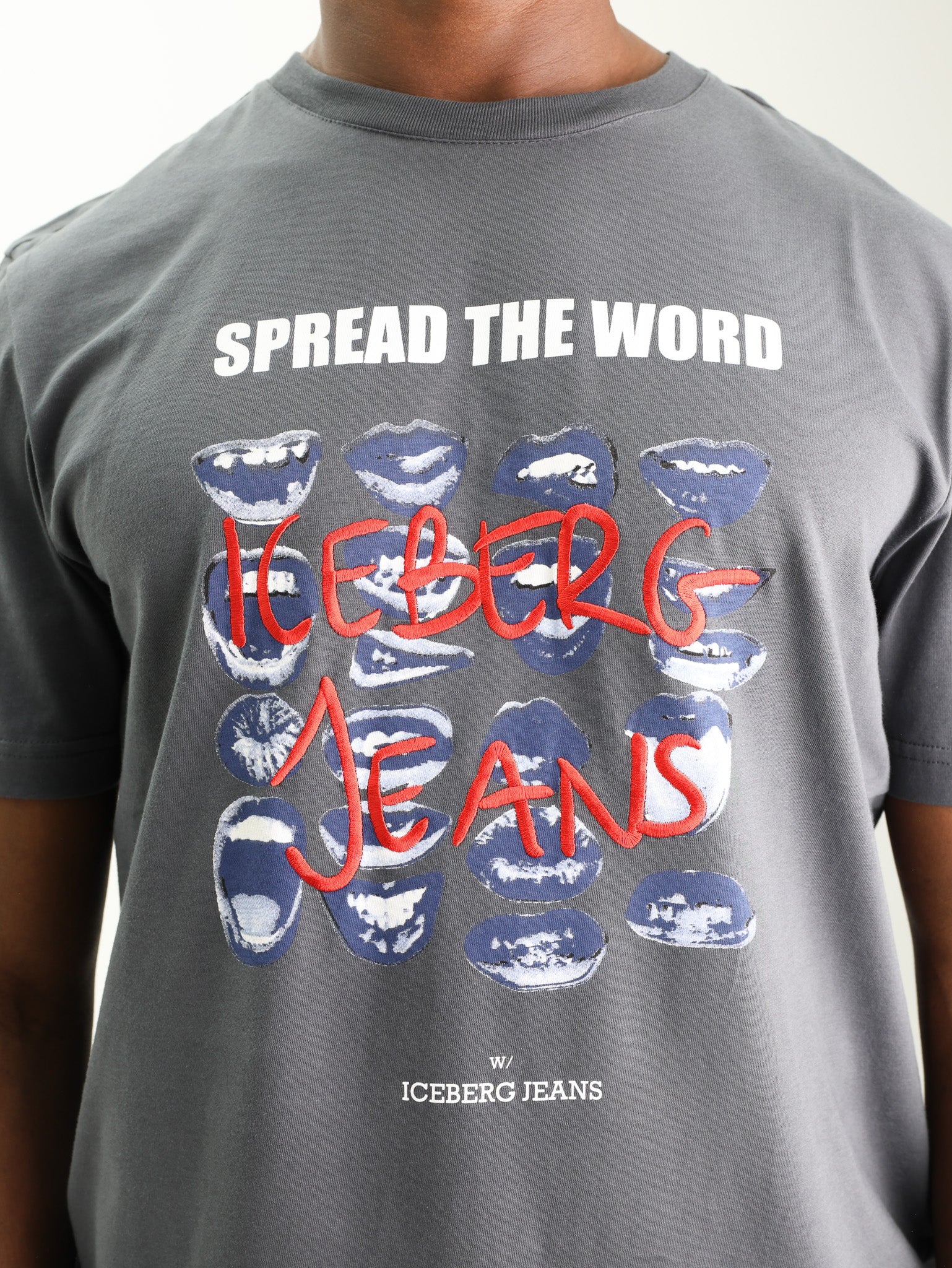 Iceberg T-Shirt Mouth Print Logo Grey