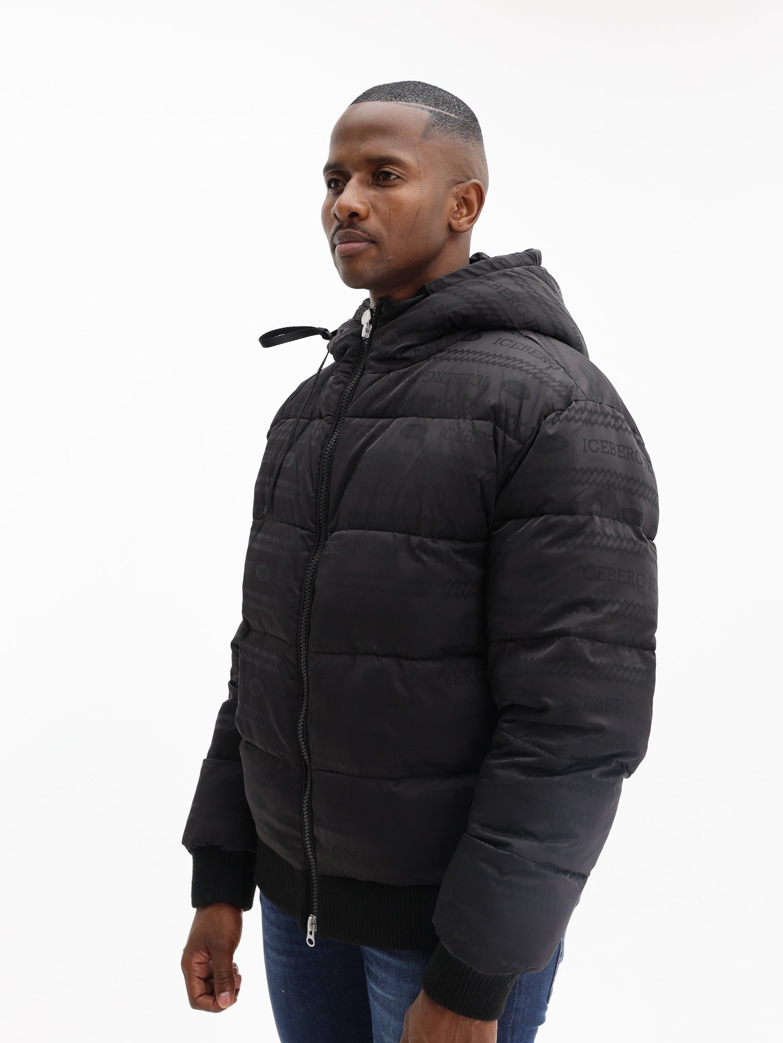 Iceberg Bomber Jacket Jacquard Logo Black