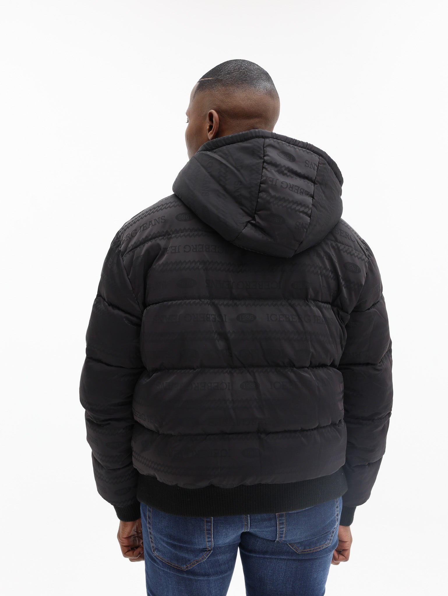 Iceberg Bomber Jacket Jacquard Logo Black