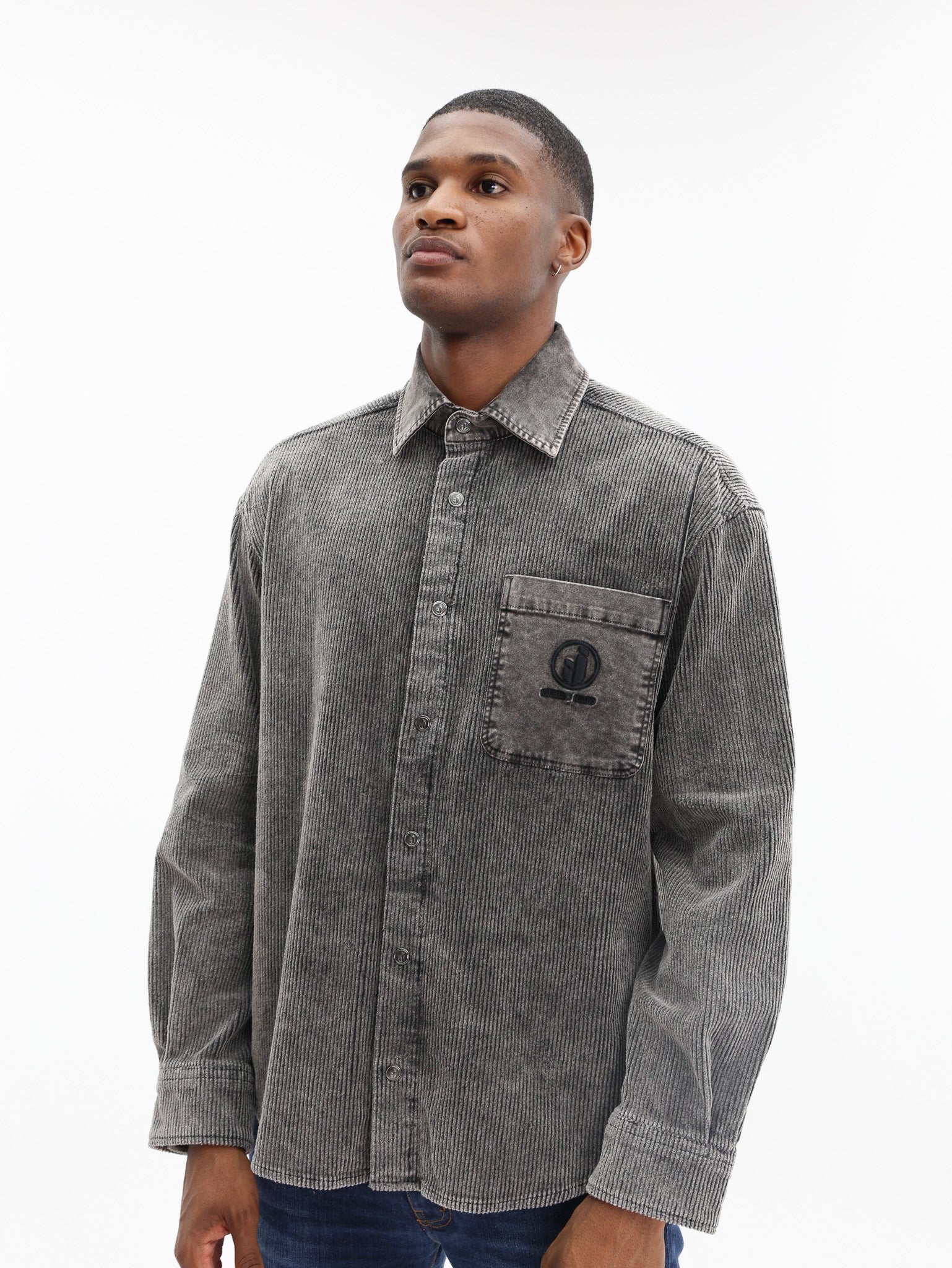 Iceberg Shirt Corduroy Embro Logo Grey