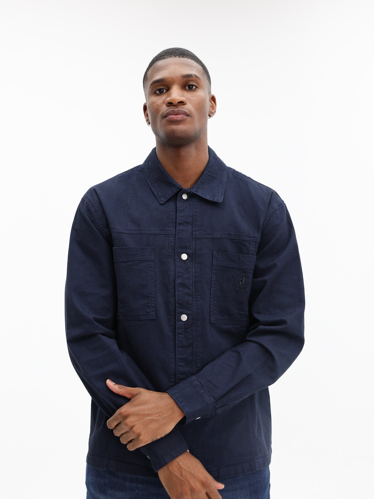 Iceberg Woven Denim Long Sleeve Shirt Blue