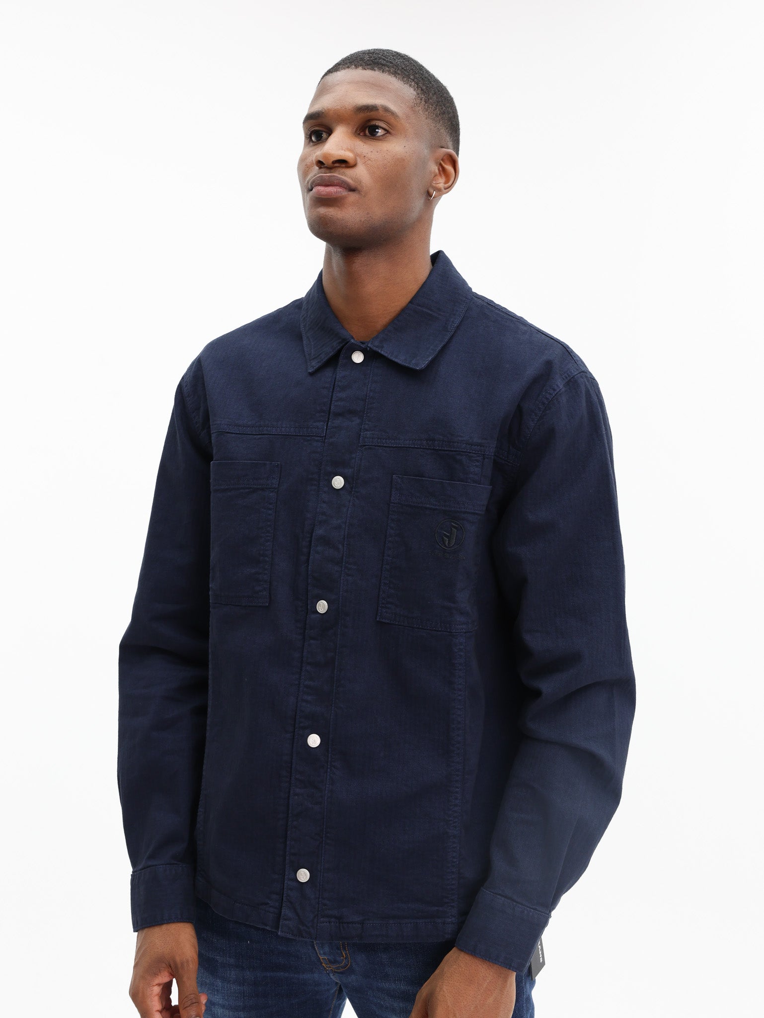 Iceberg Woven Denim Long Sleeve Shirt Blue