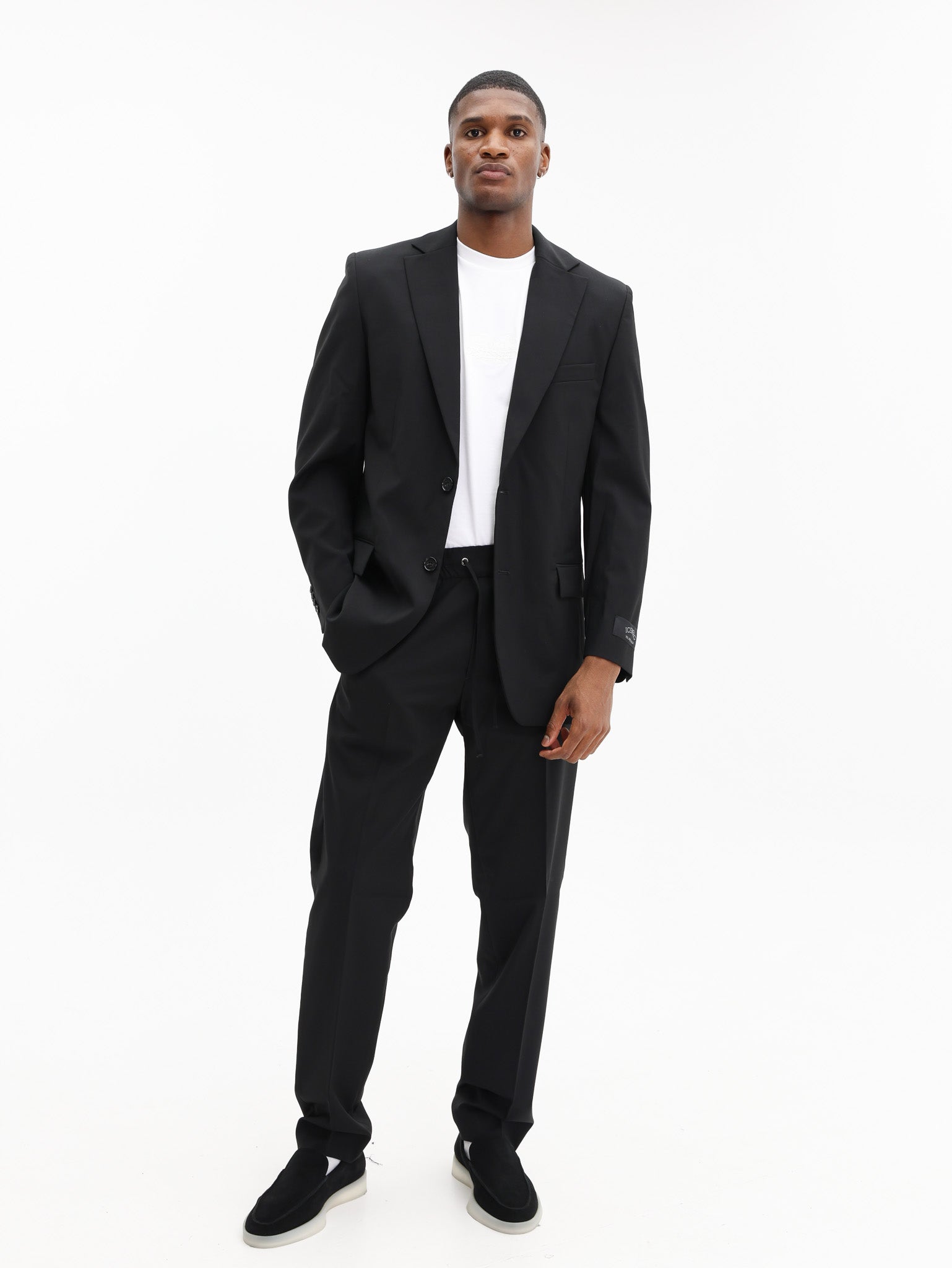 Iceberg Wool Trousers Elasticated Waist Black