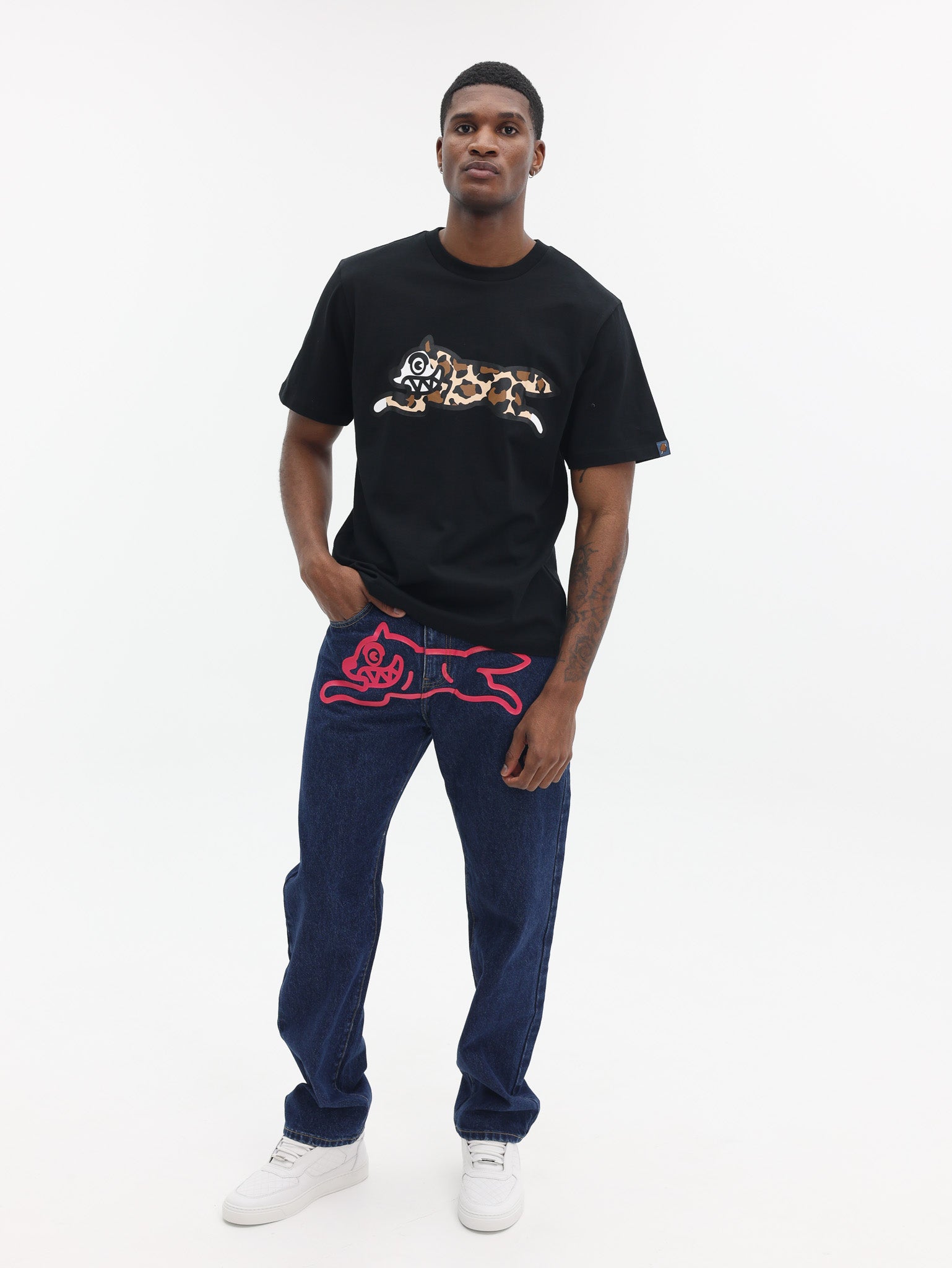 Ice Cream  T-Shirt Running Dog Black