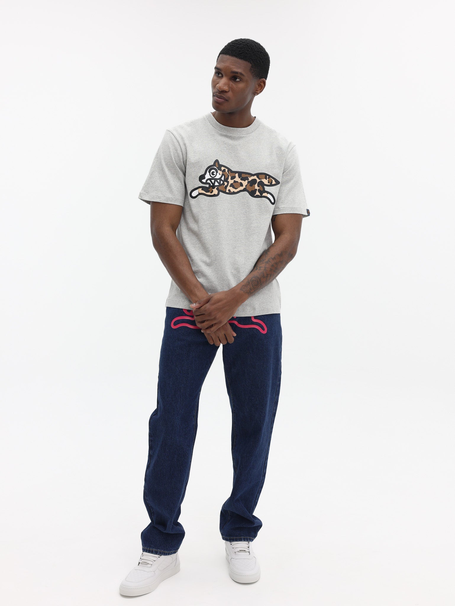 Ice Cream T-Shirt Running Dog  Heather Grey