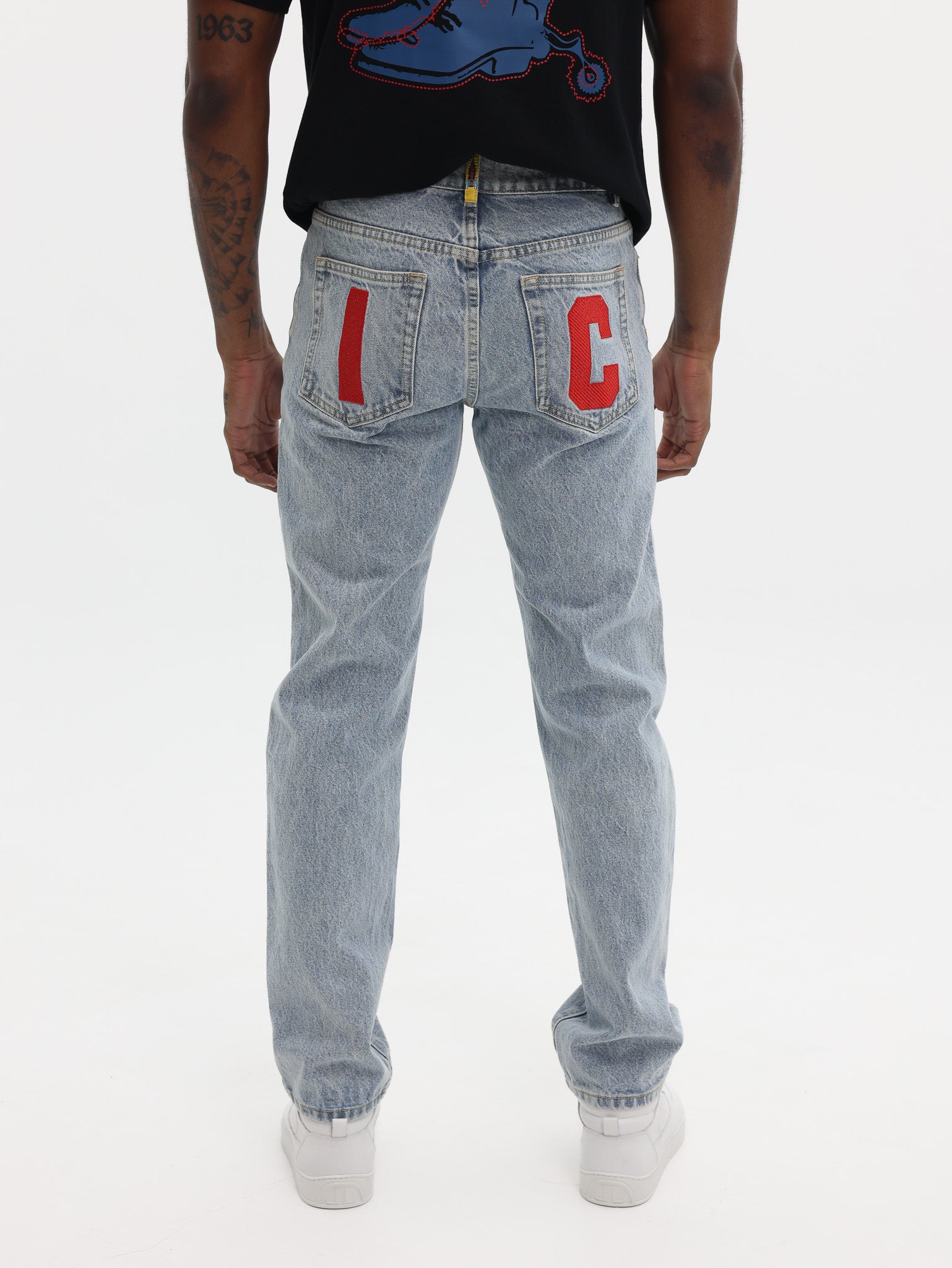 Ice Cream Jeans Running Dog Light Wash Blue