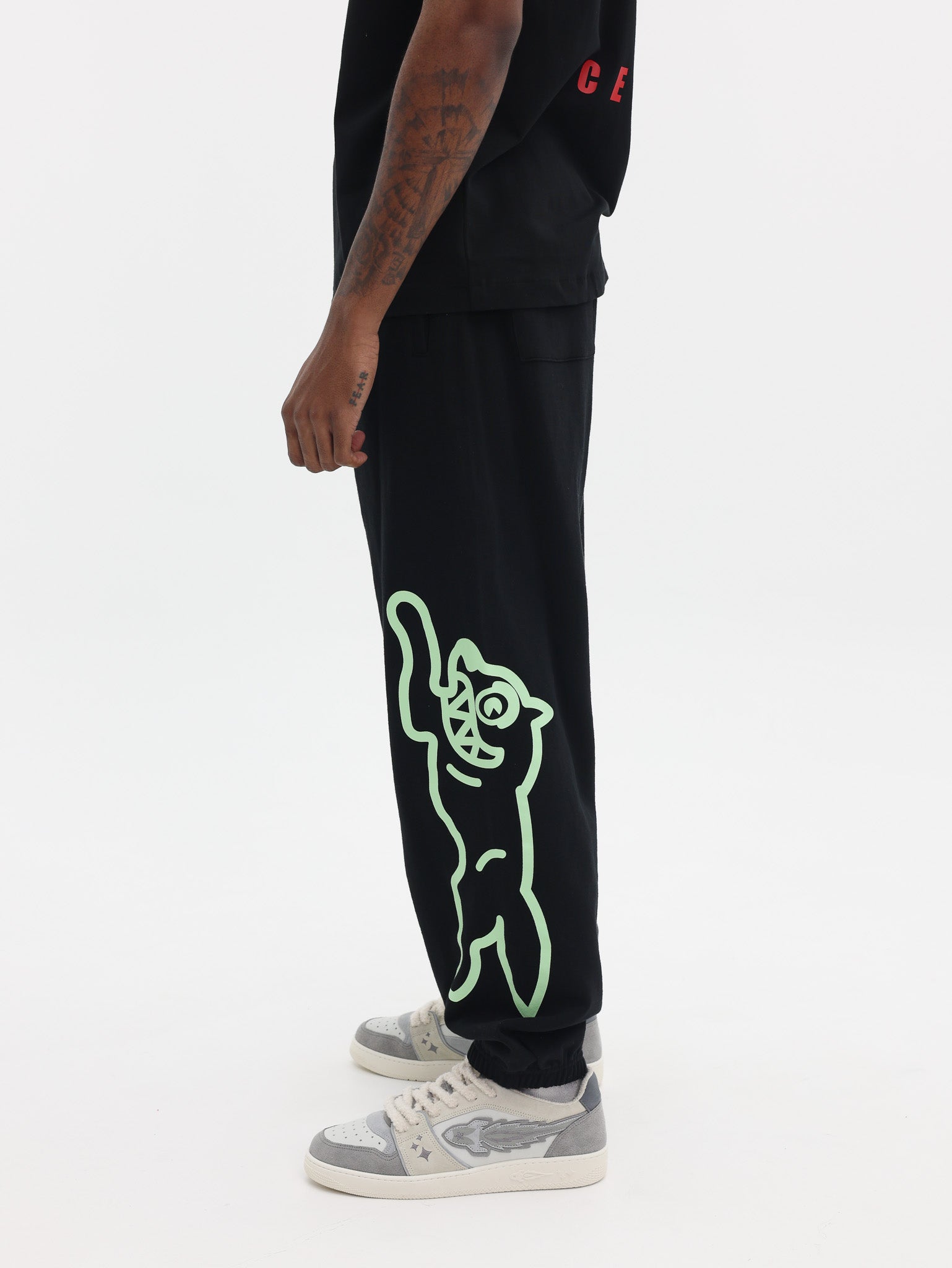 Ice Cream Sweat Pants Running Dog Black-Green