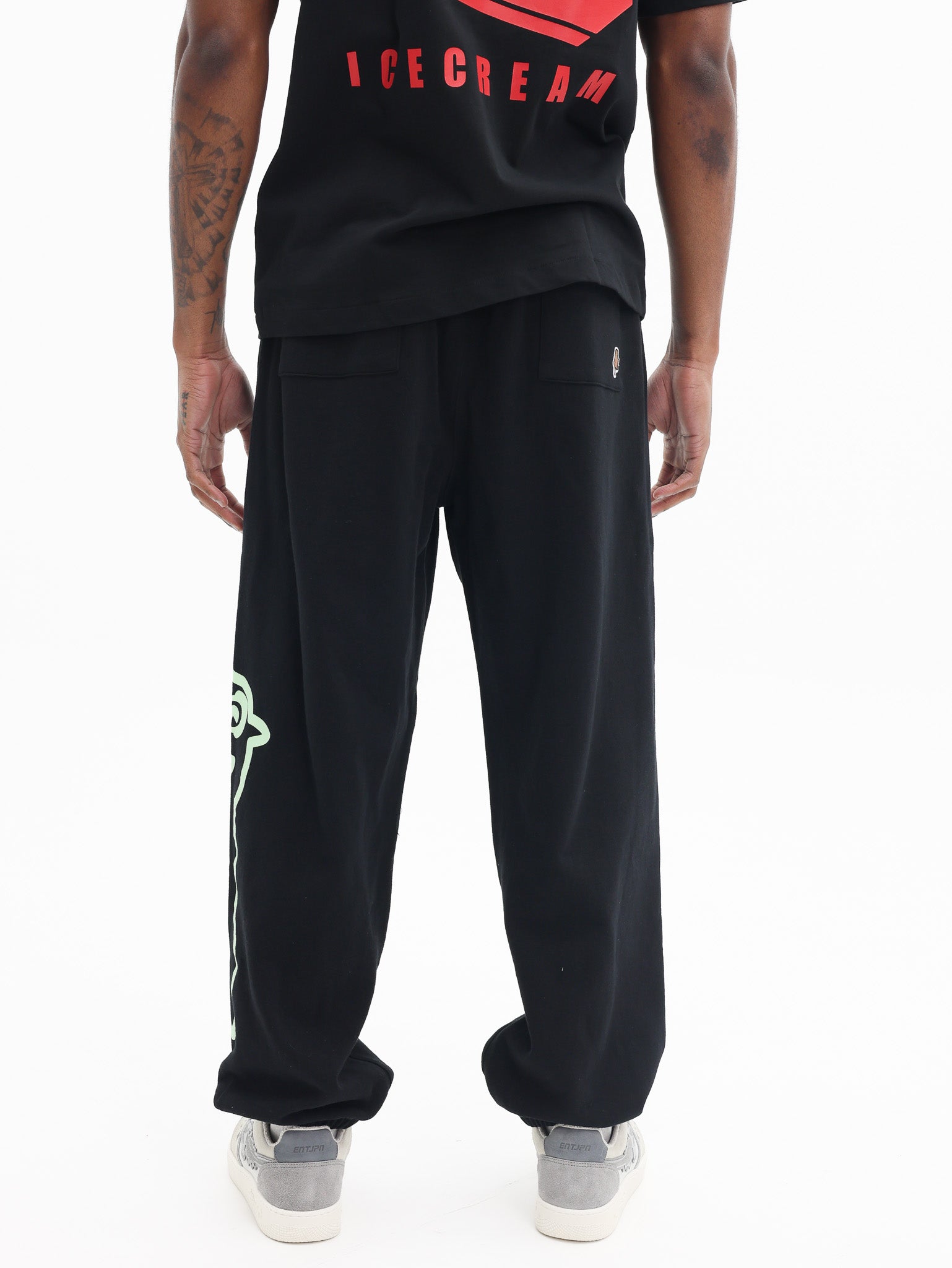 Ice Cream Sweat Pants Running Dog Black-Green