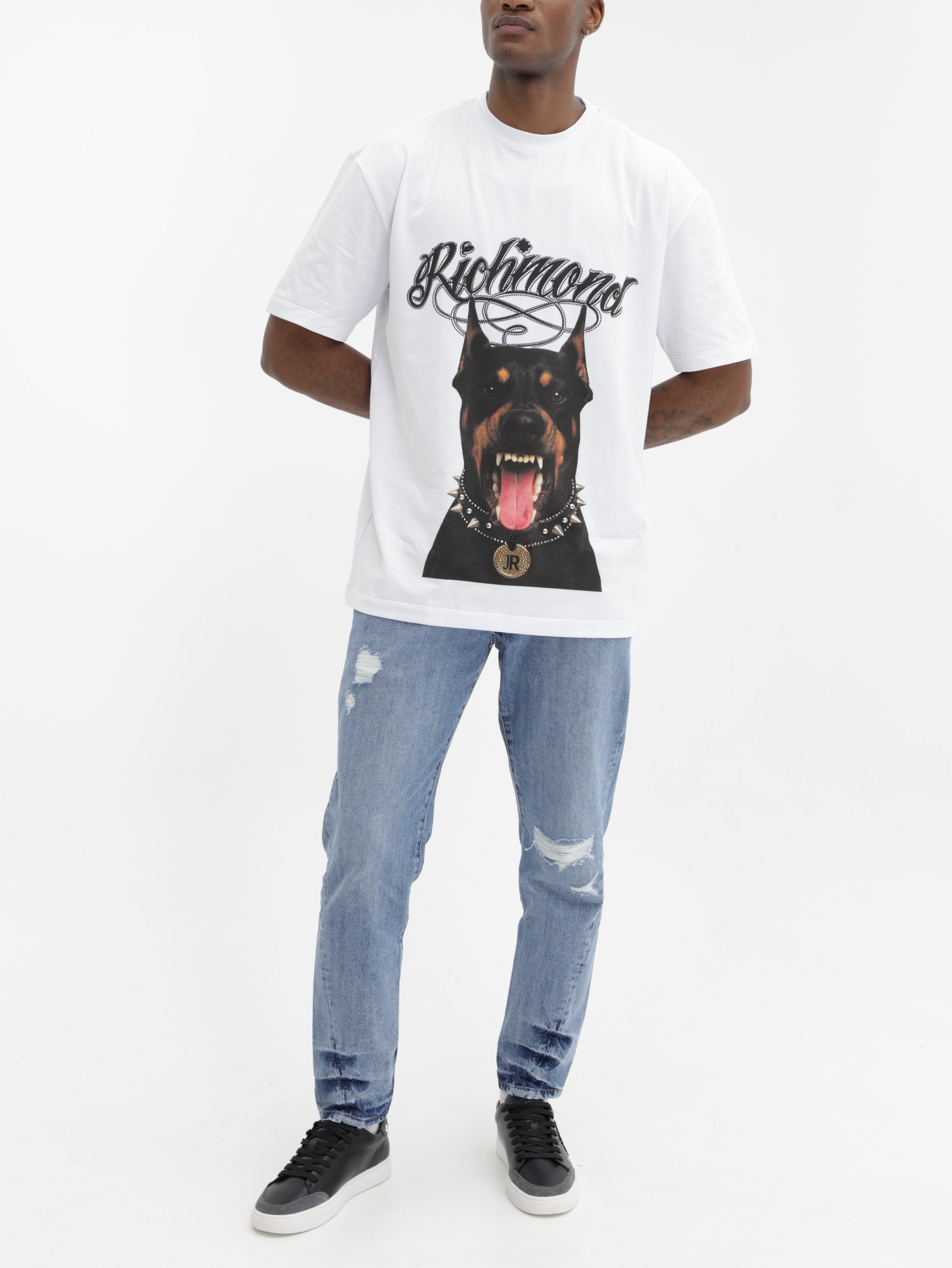 John Richmond T-Shirt Doberman Print Logo White