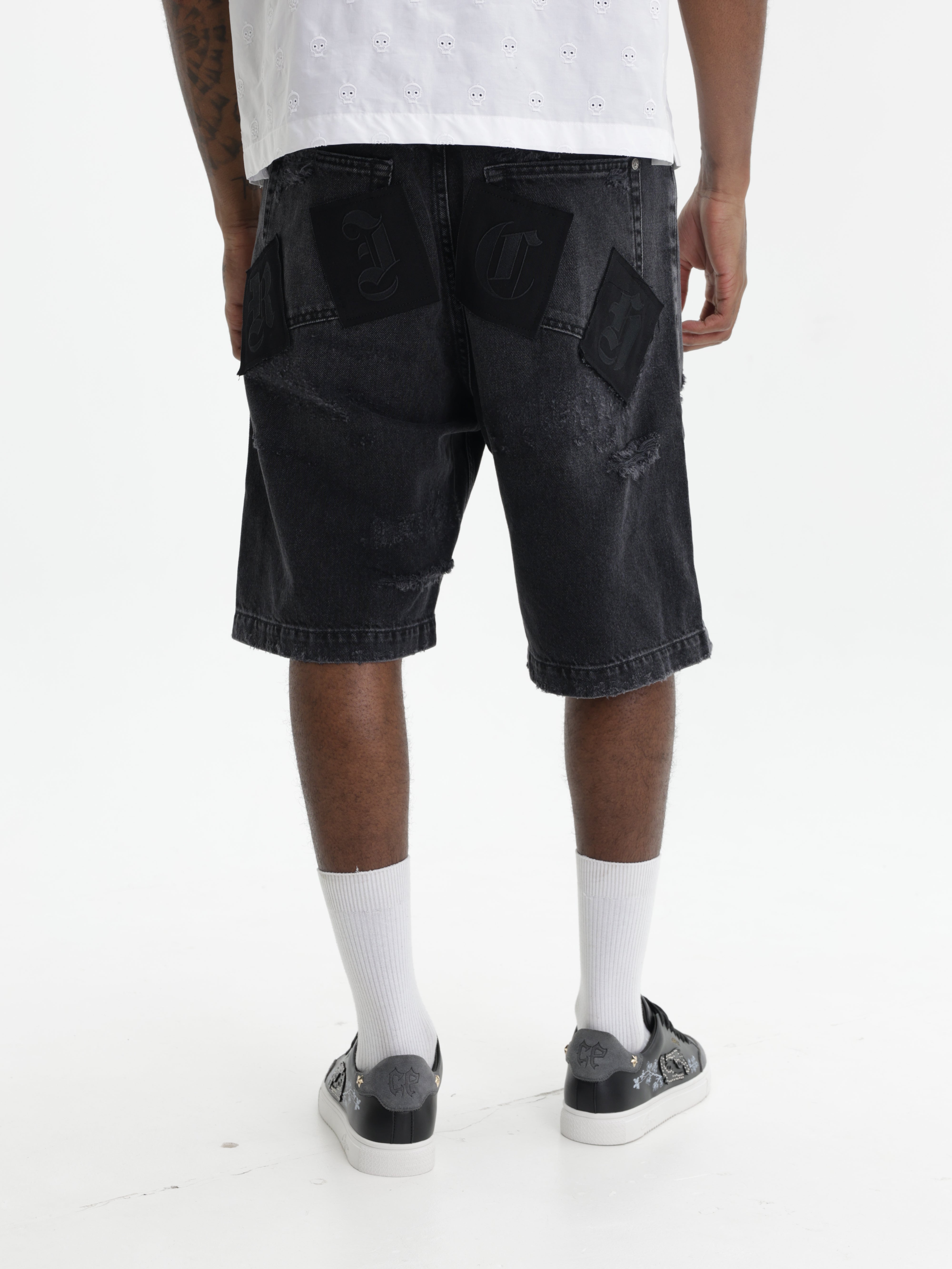 John Richmond Shorts Ripped Thigh Black