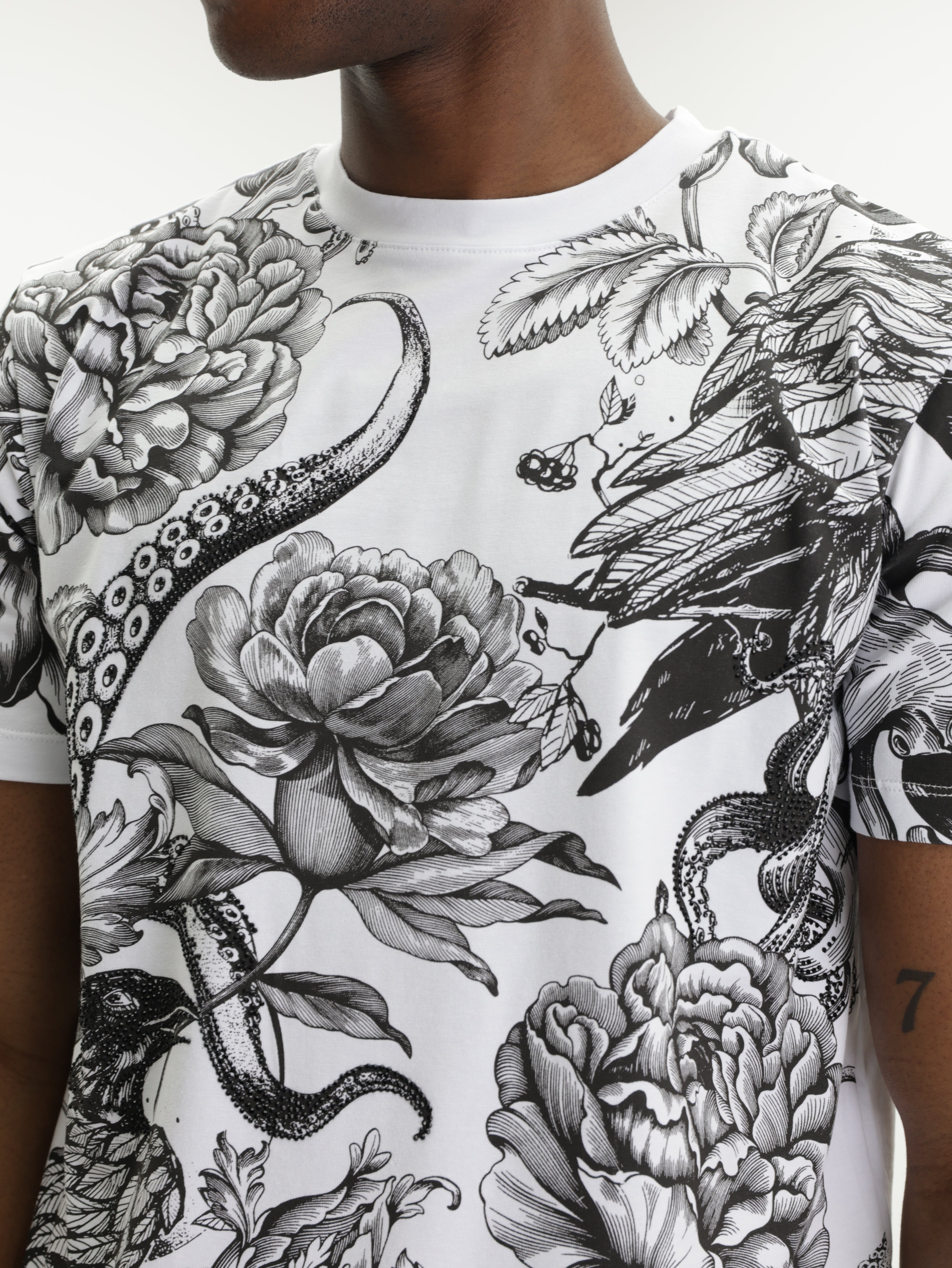 John Richmond T-Shirt Floral Print White Multi