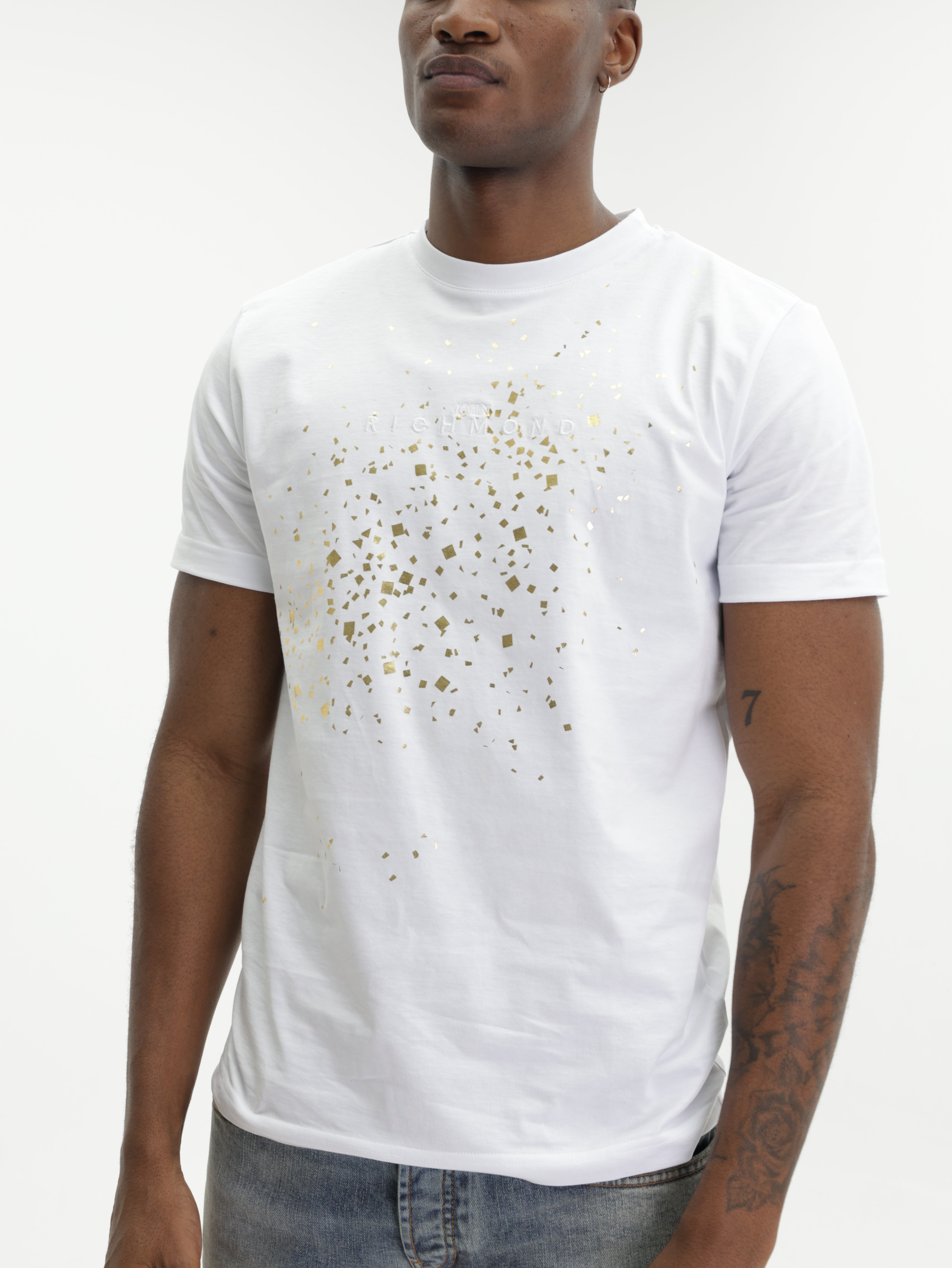 John Richmond T-Shirt Gold Burst Dust White