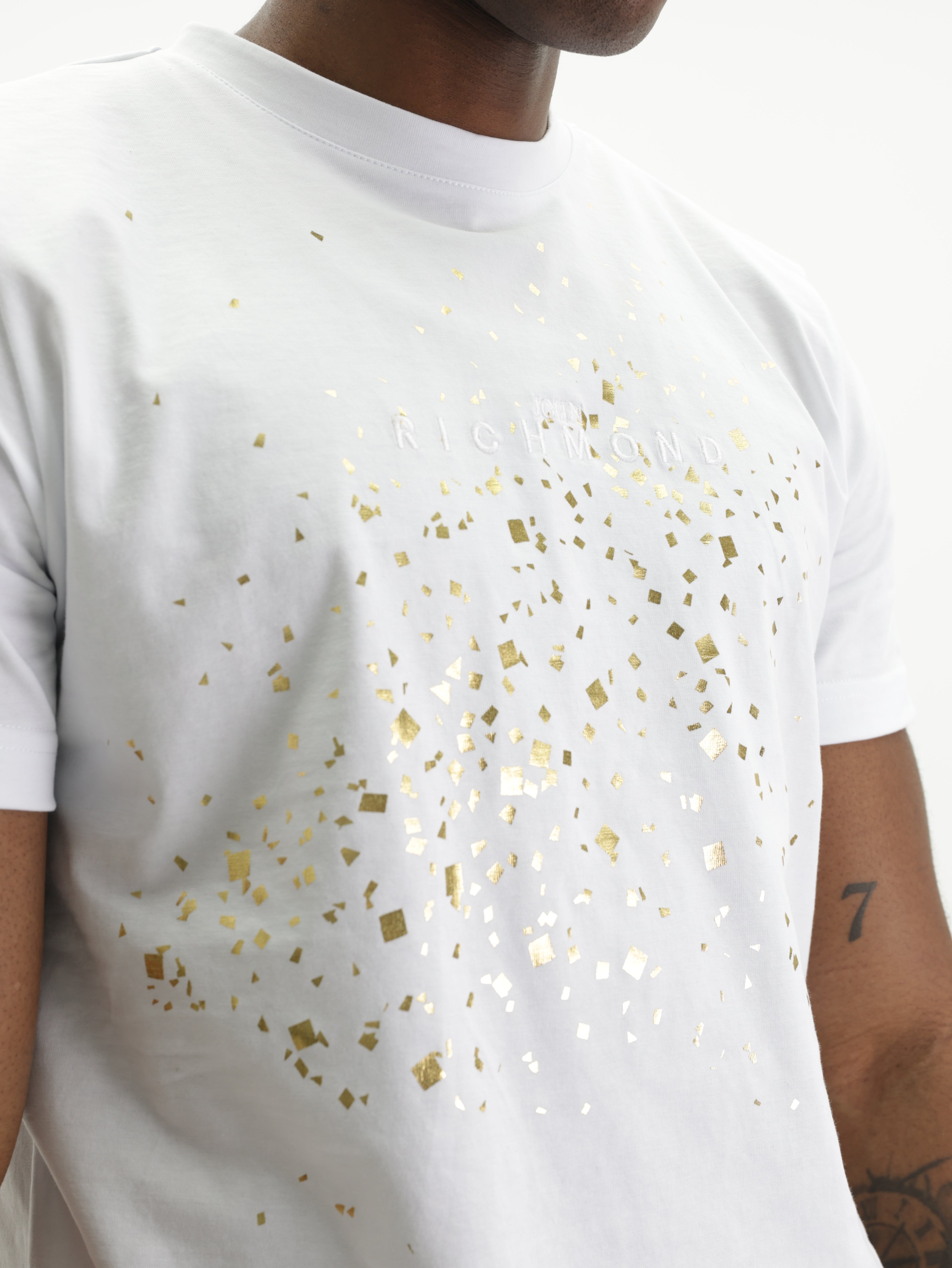 John Richmond T-Shirt Gold Burst Dust White