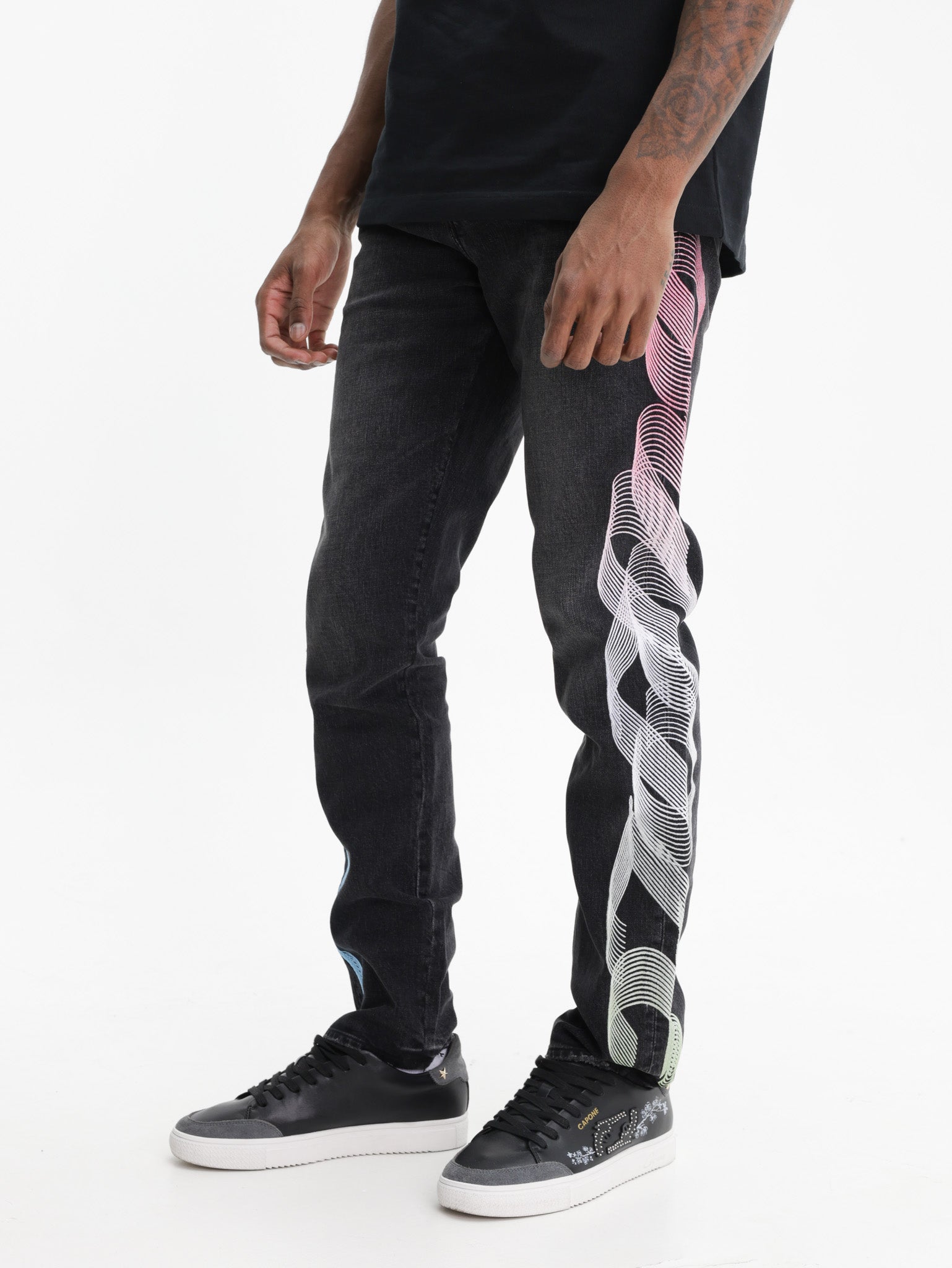 Purple Jeans Multi Colour Ribbon Black