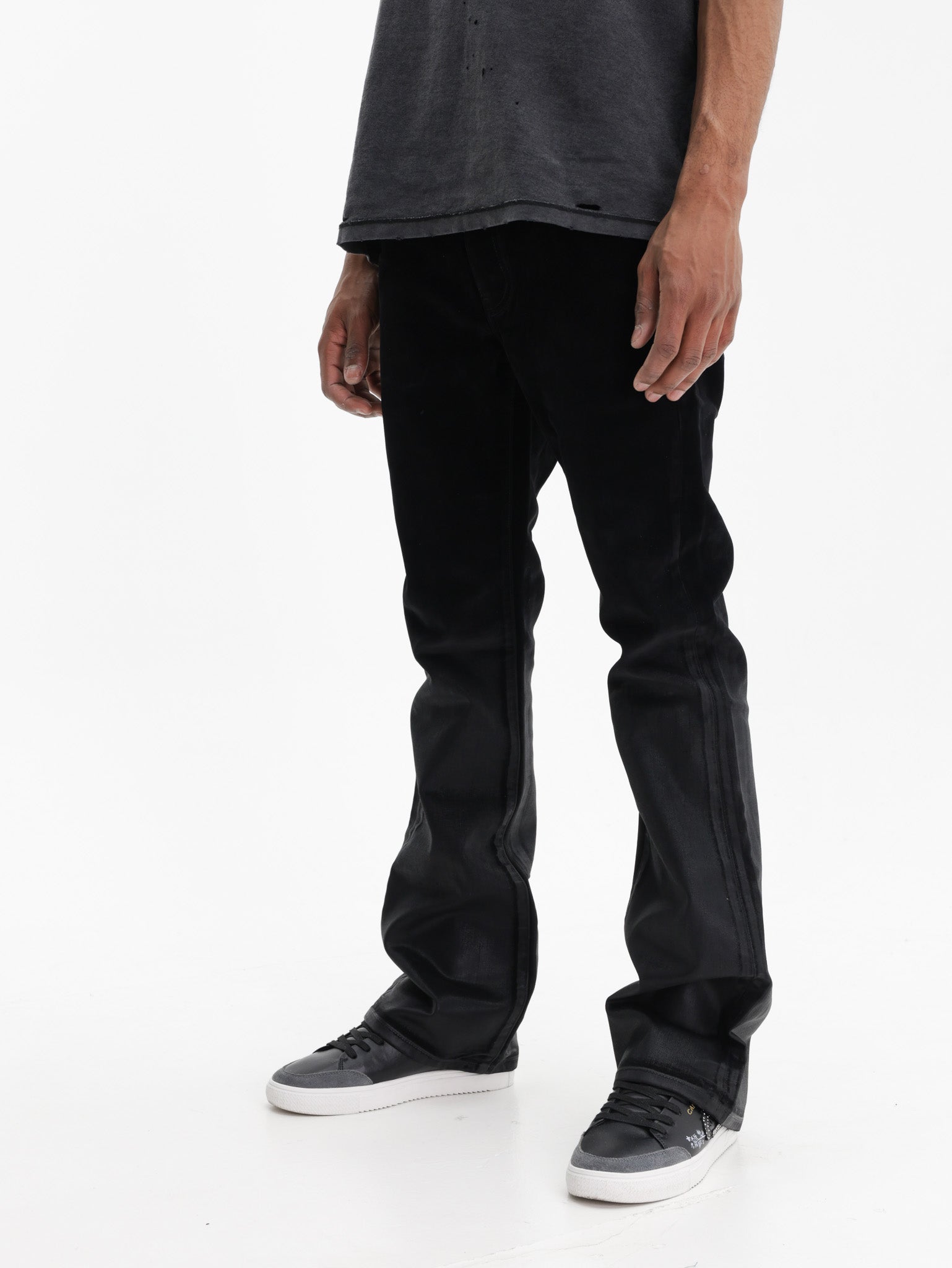 Purple Jeans Flare Flock Dipped Black