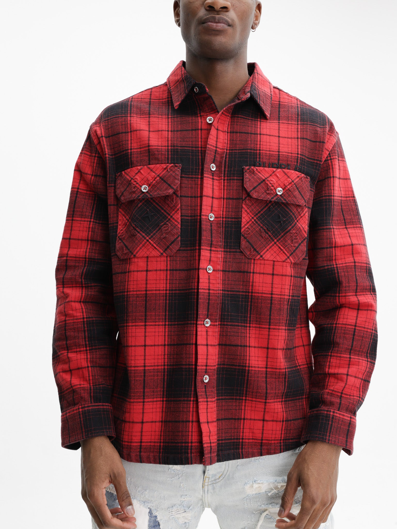 Purple Shirt Plaid Flannel Red