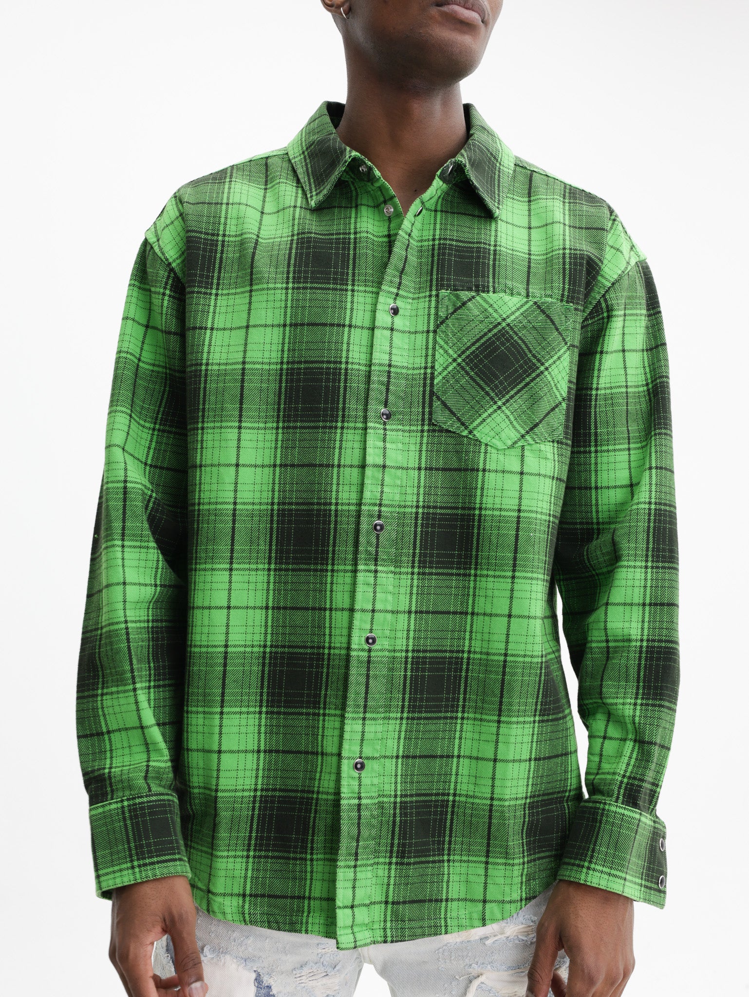 Purple Shirt Plaid Western Green