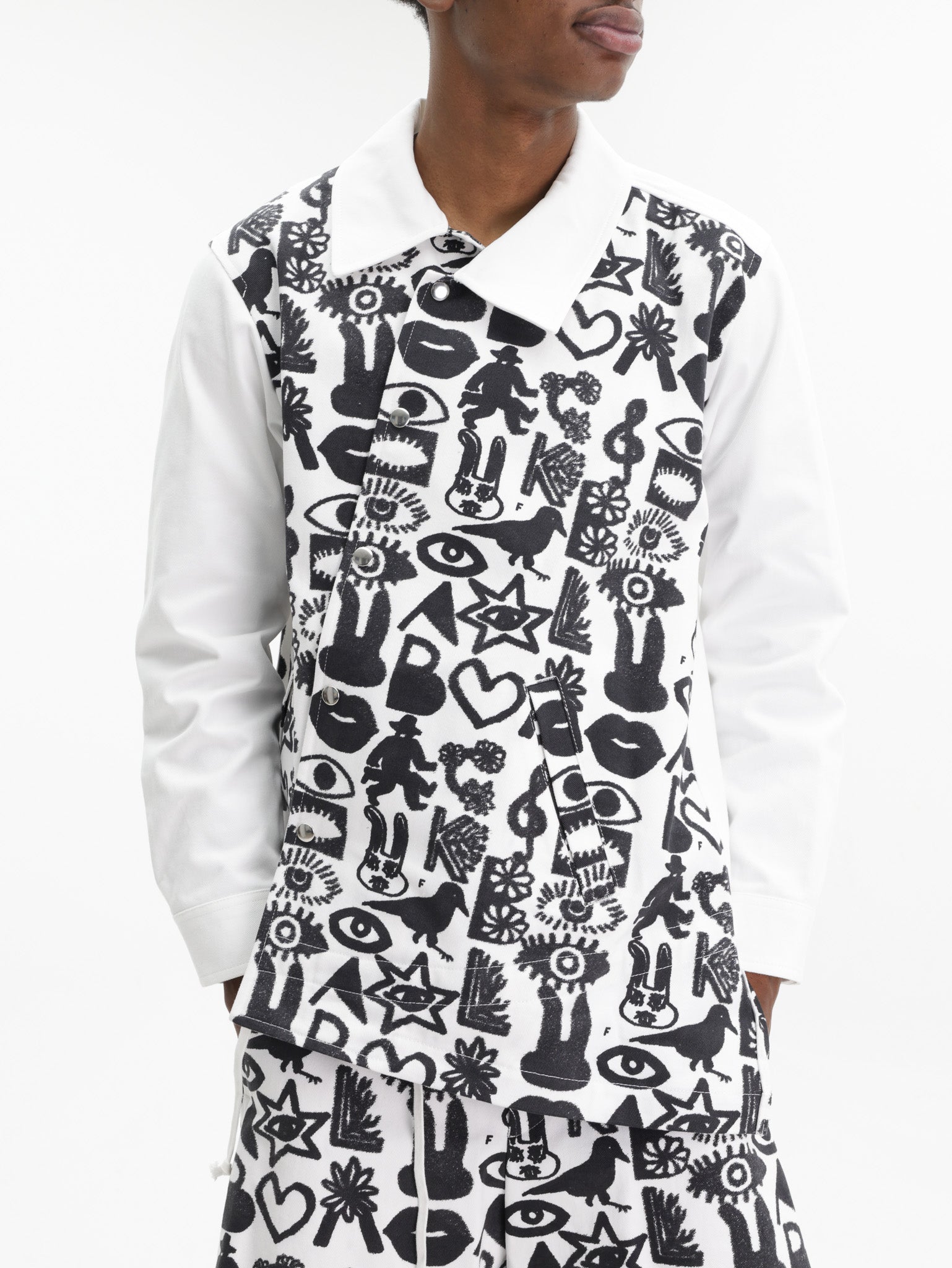 Comme Des Garcons Jacket All Over Print Collar Black/White