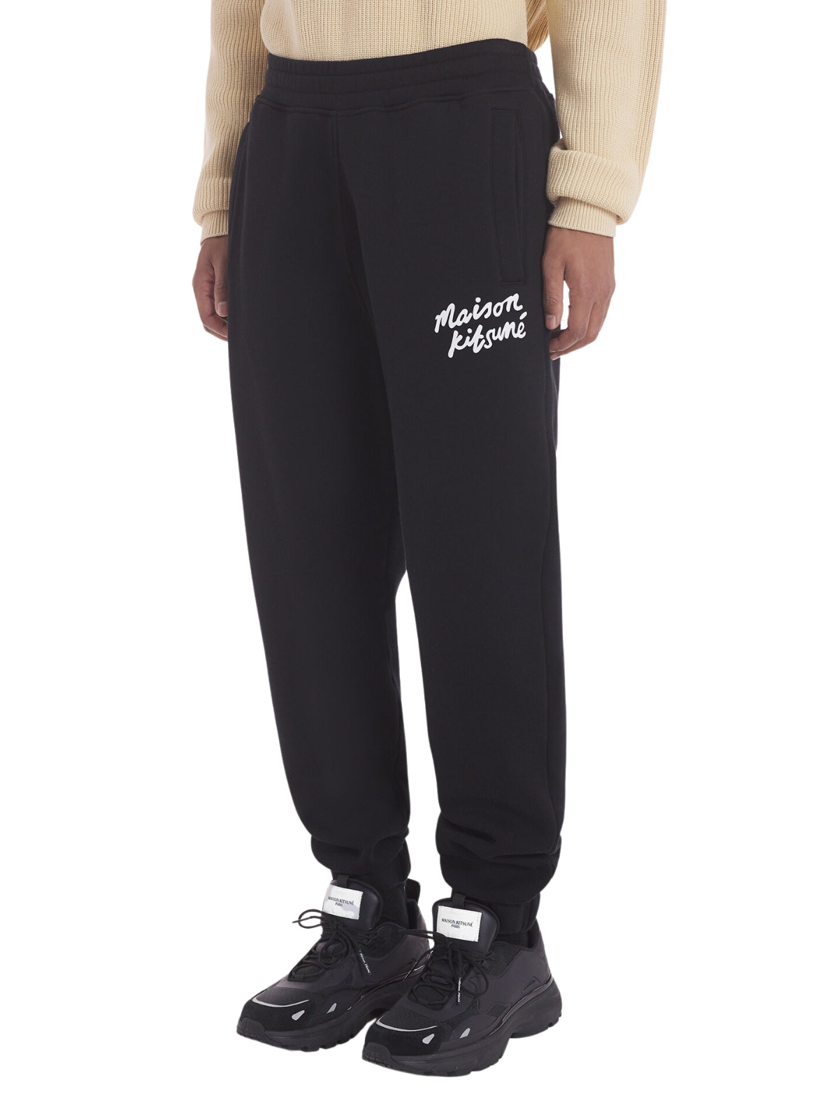 Maison Kitsune Track Pants Handwriting Black