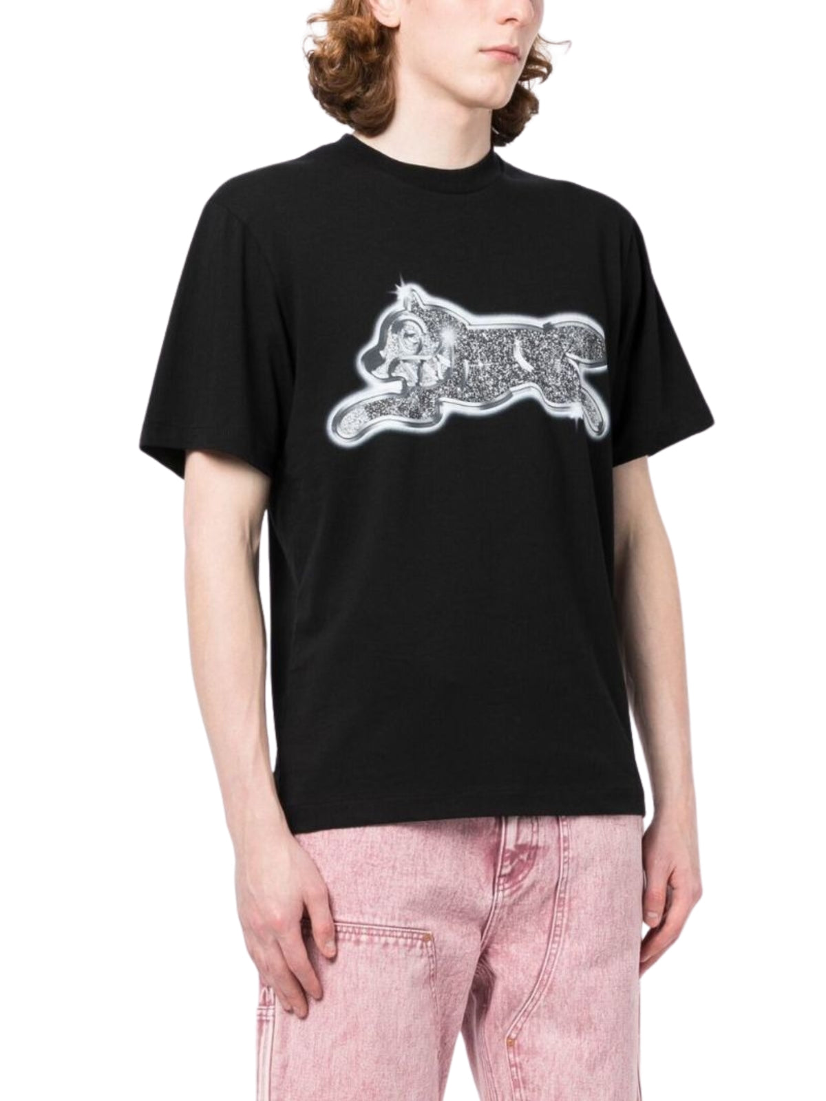 Ice-Cream T-Shirt Iced Out Running Dog Black