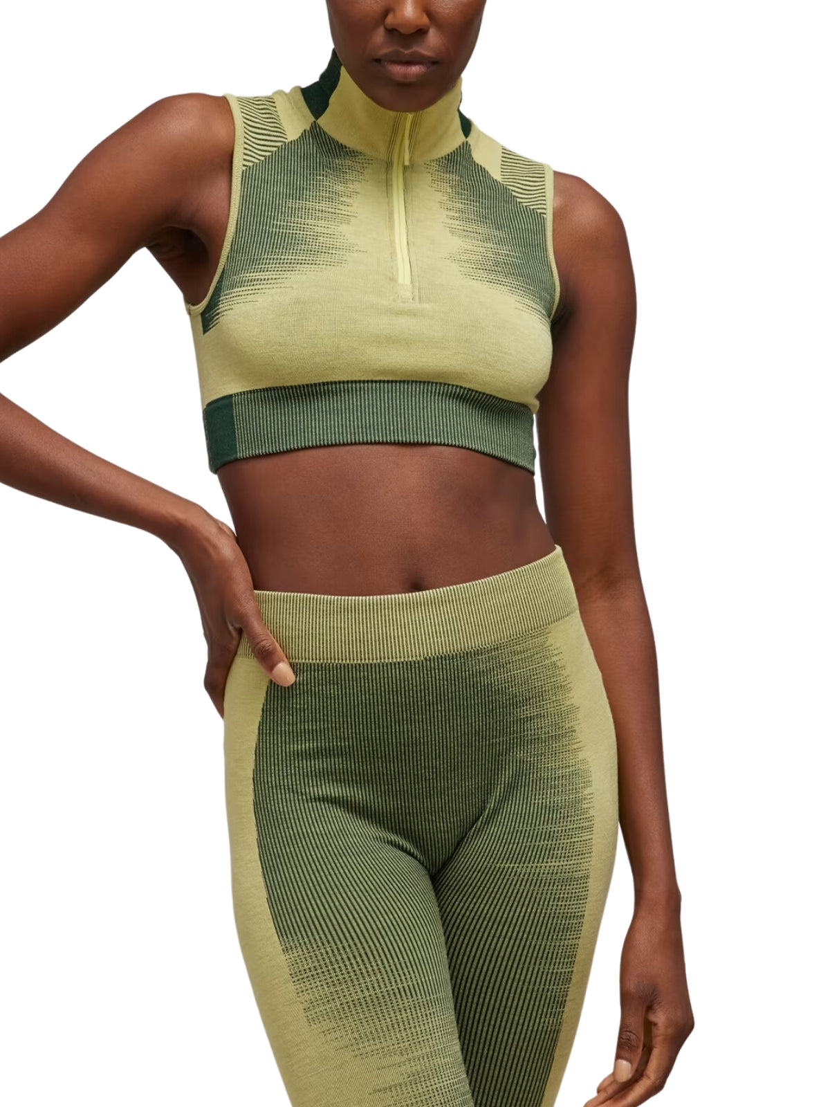 Y-3 Ladies Crop Top Two Tone Blaye-Green