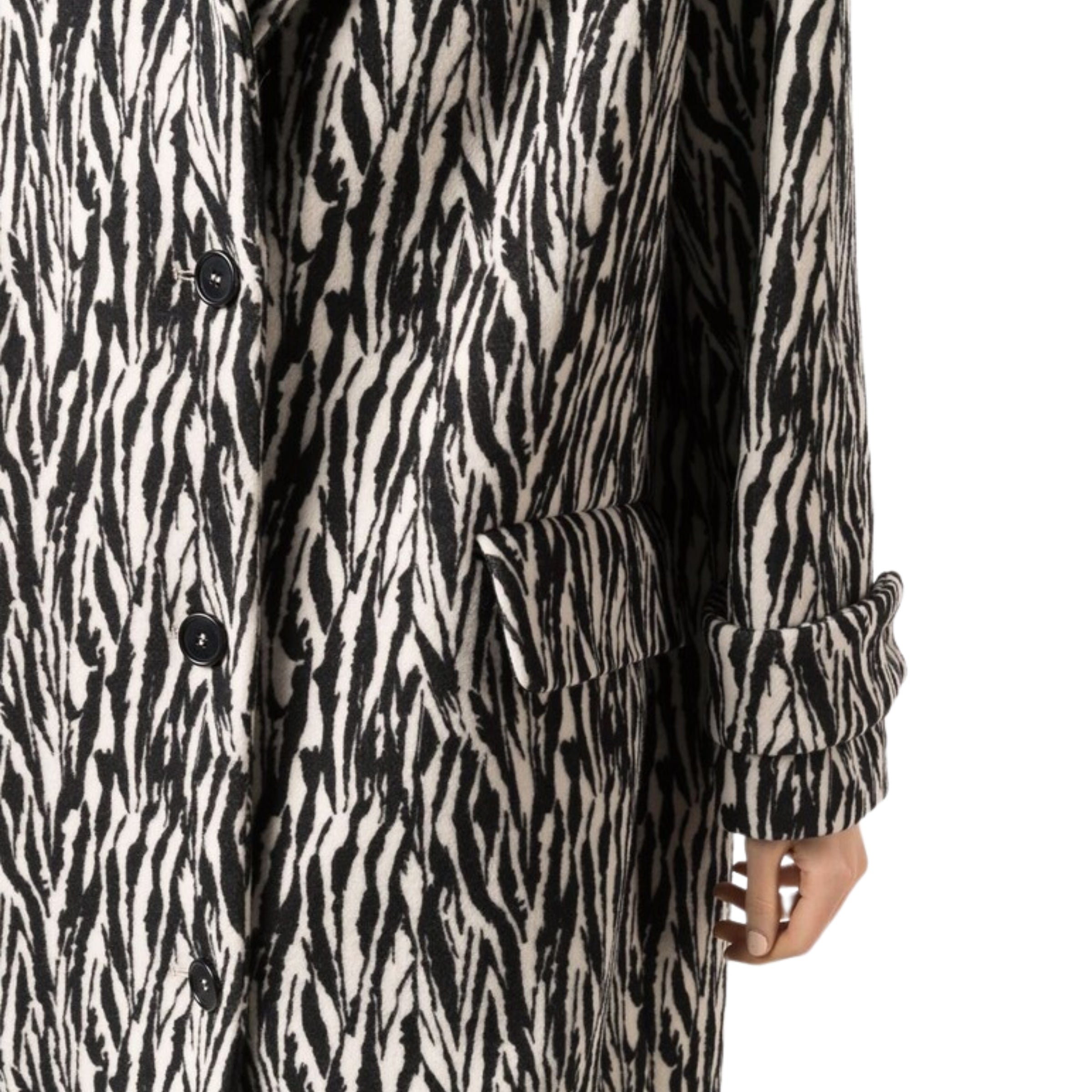 Msgm Coat Printed Black