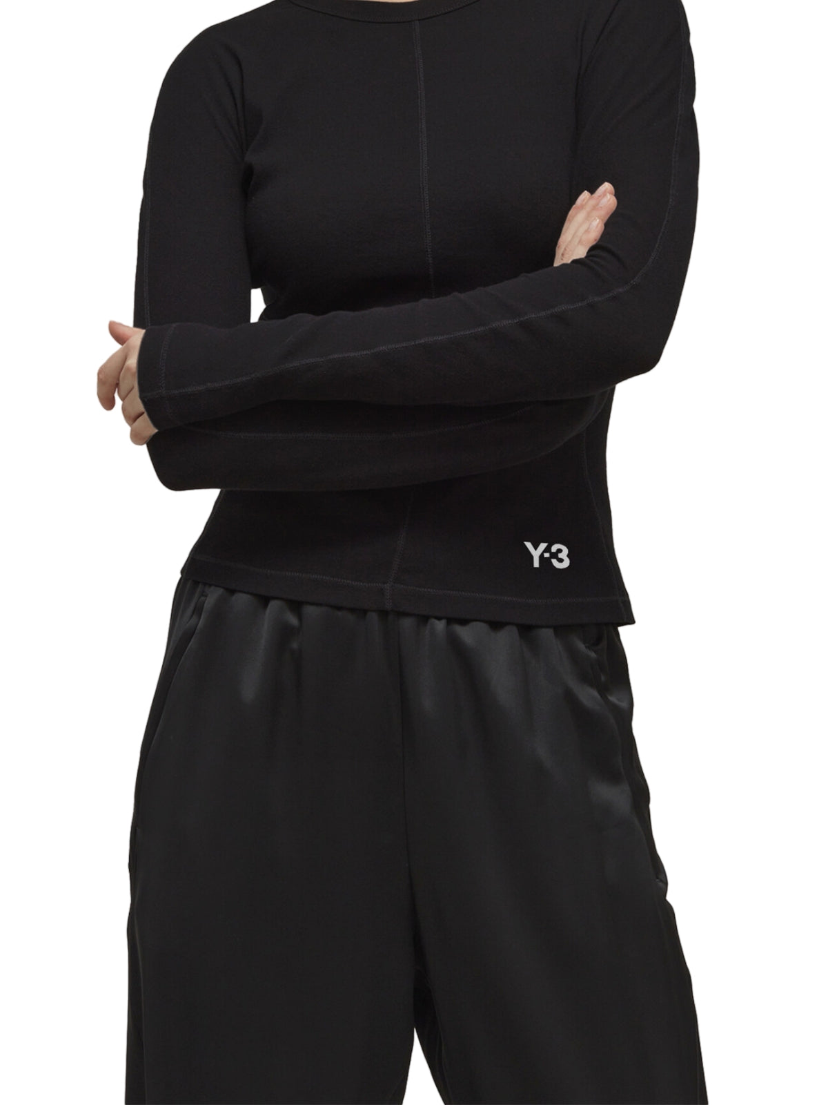 Y-3 T-Shirt L/S Bottom Logo Black