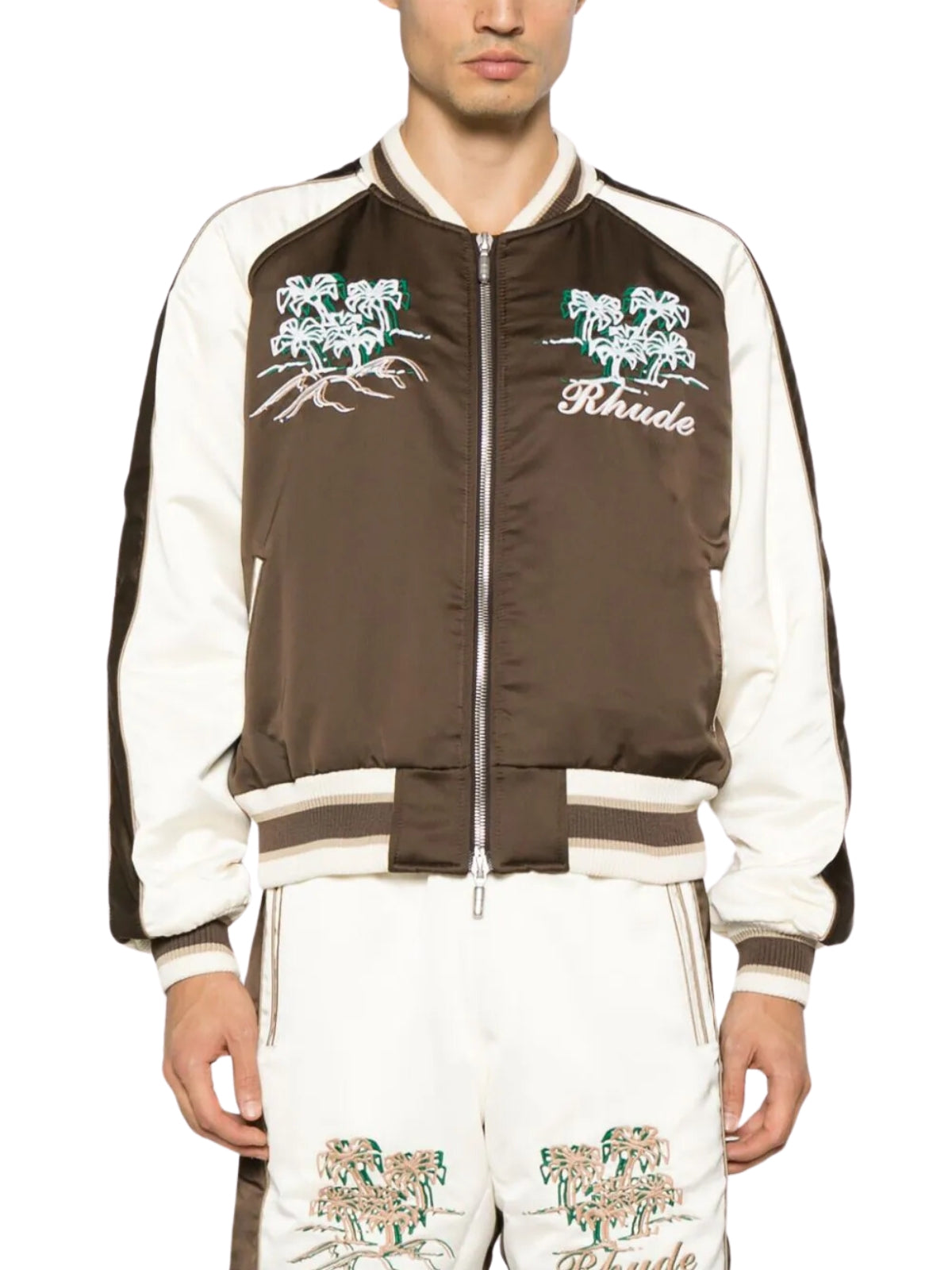 Rhude Jacket Crepe Satin Souvenier Brown-Cream