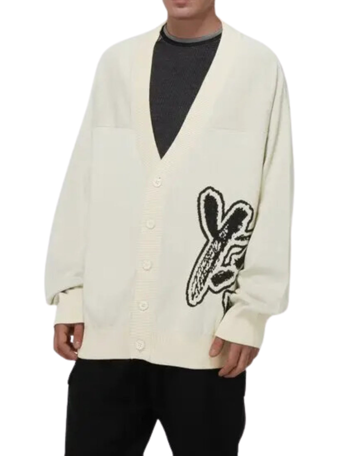 Y-3 Cardigan Knit Logo Off-White