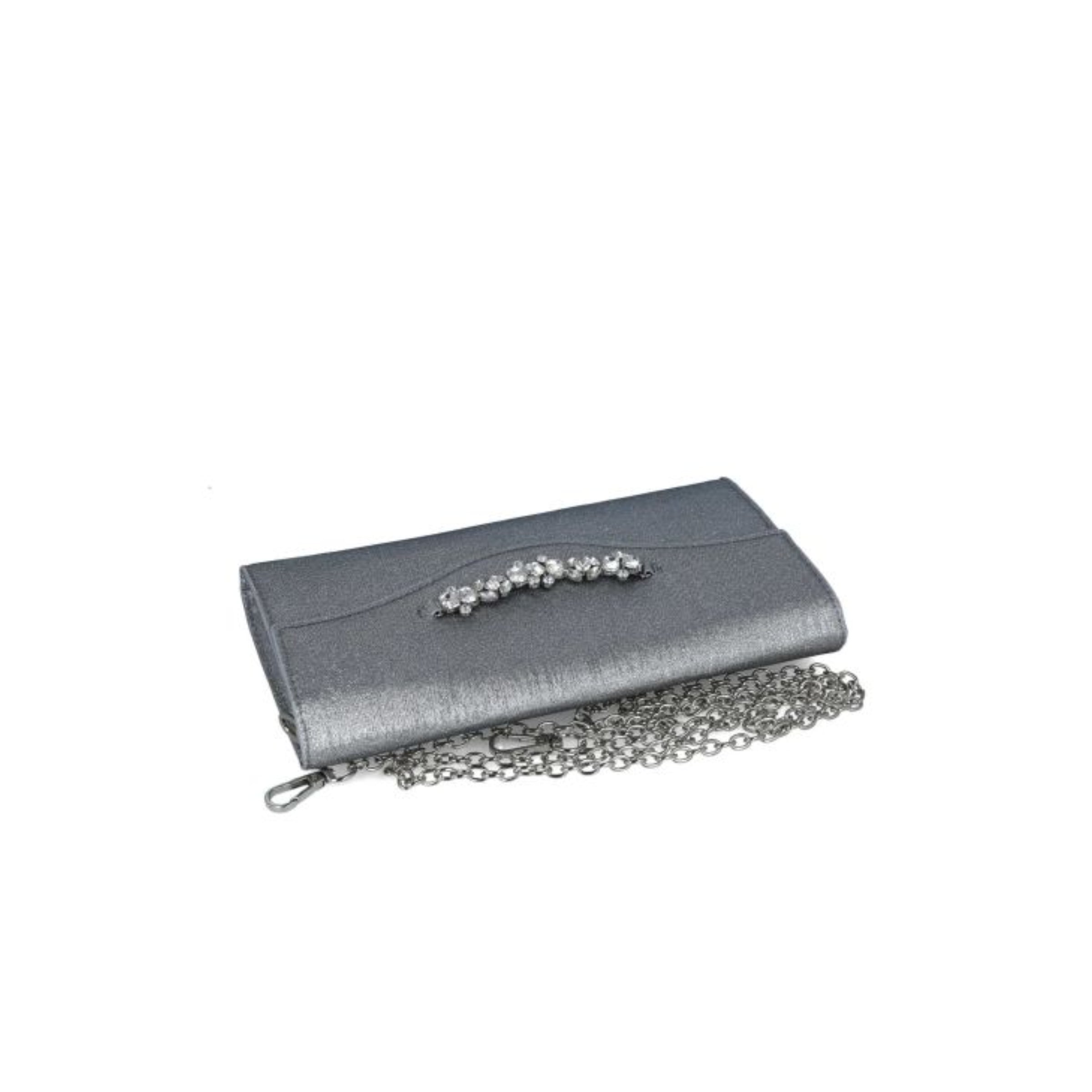 Menbur Bag Clutch Glass Beading Silver