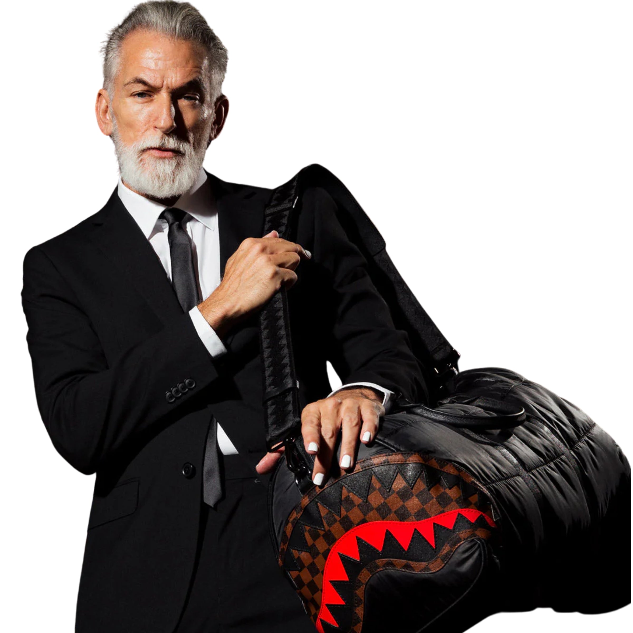 Spray Ground Bag Duffle Puffer Shark Vail Flex Black-Red