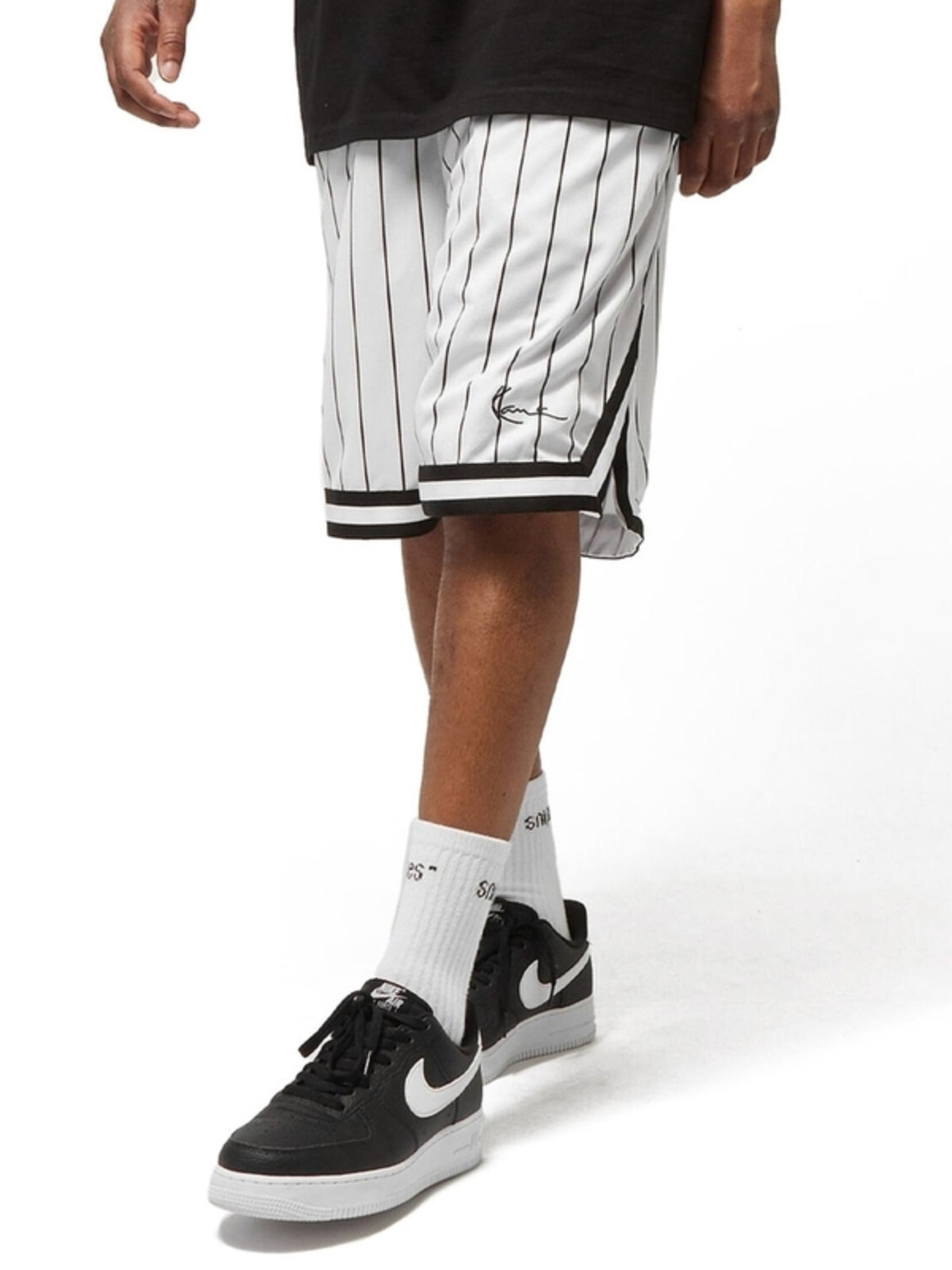 Karl Kani Shorts Pinstripe Mesh White