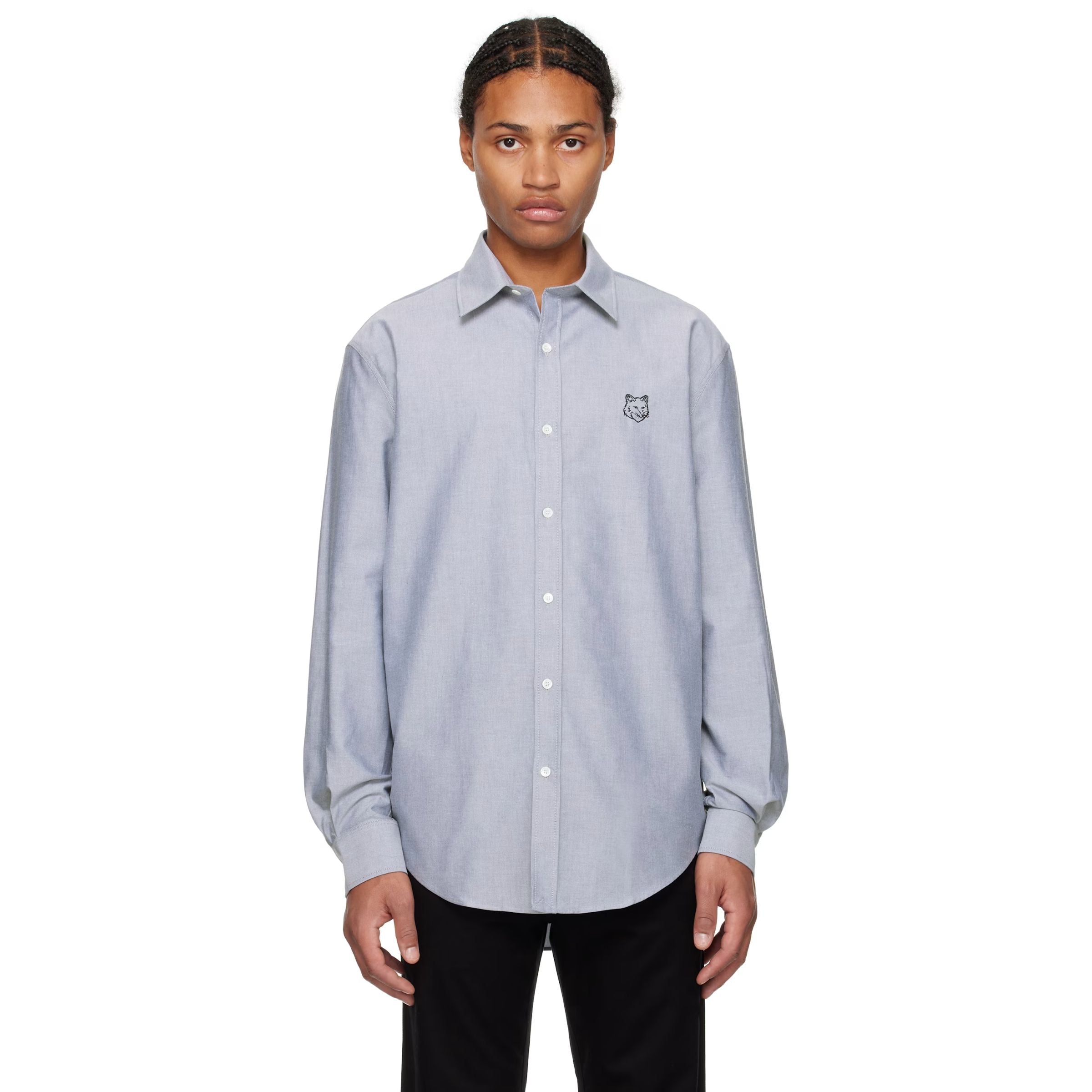 Maison Kitsune Shirt Contour Fox Head Skate Navy
