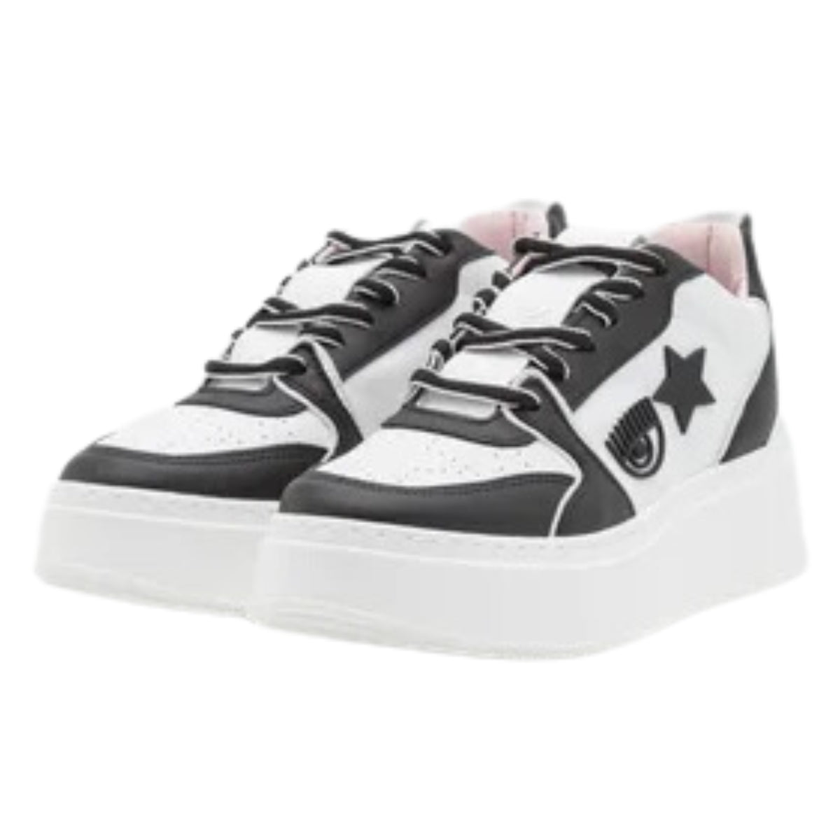 Chiara Ferragni Sneaker School Leather Black-White